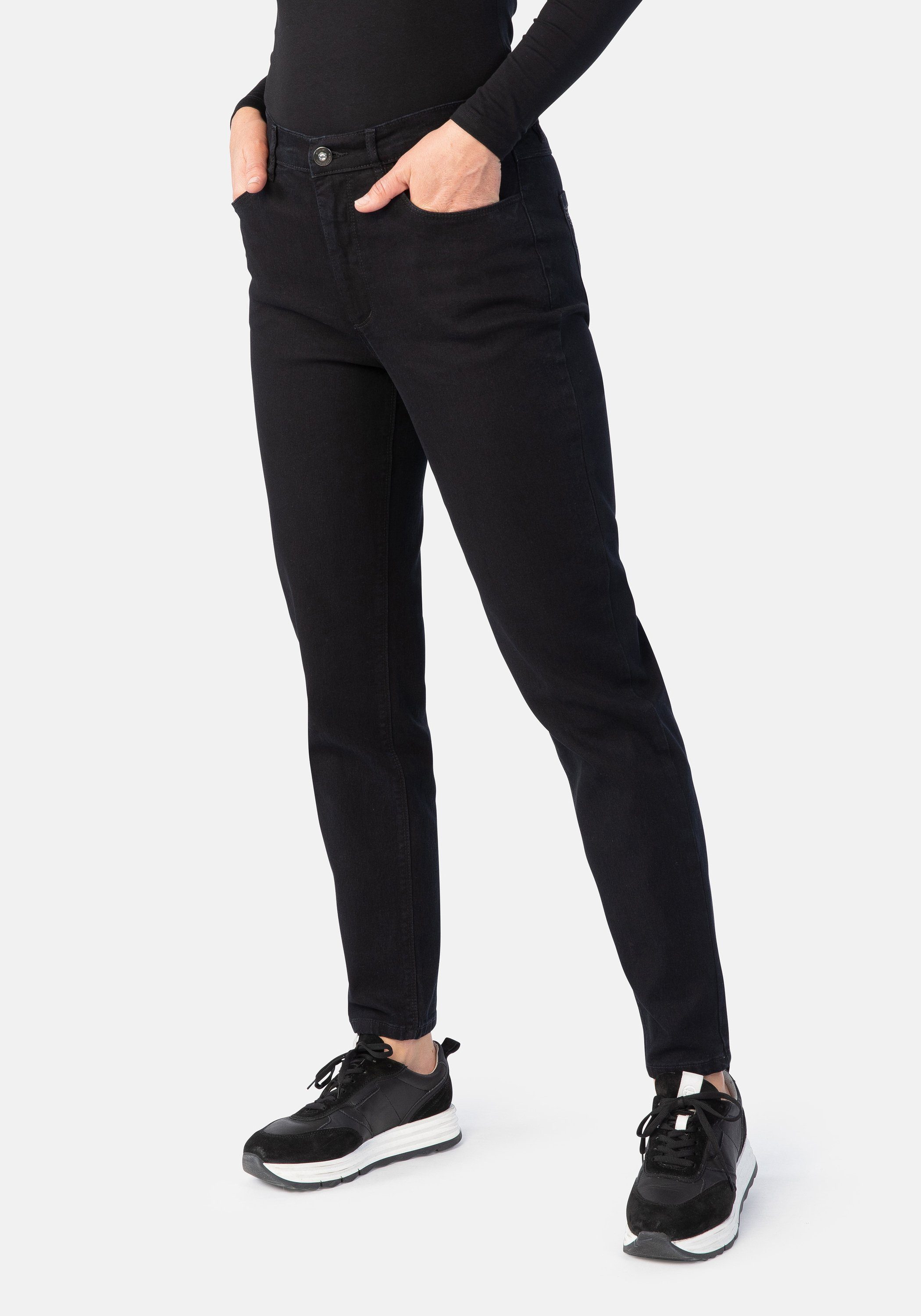 STOOKER WOMEN 5-Pocket-Jeans Nizza Denim Tapered Fit black denim