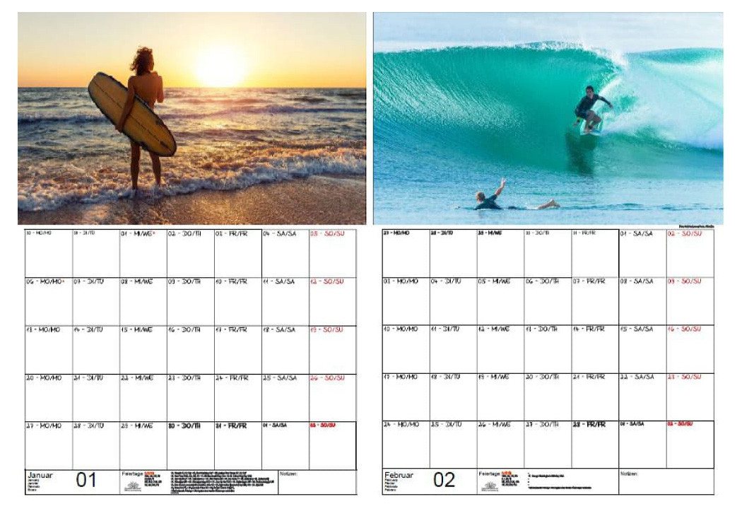 Thumbnail - Seelenzauber Wandkalender Surfzauber Wand- Planer Kalender für 2025 DIN A3 Surfer und surfen