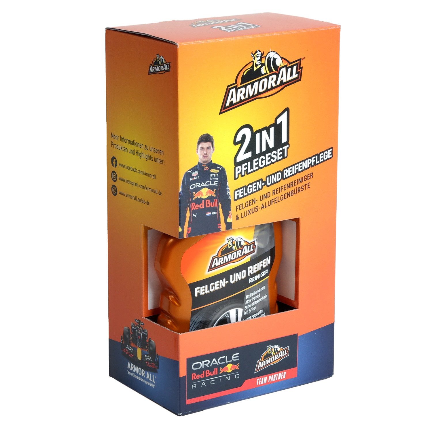 Armor All 2in1 Set Felgen-Reiniger 500ml + Felgenbürste Felgenreiniger (Spar-Set, [- 2in1 Pflegeset Auto Reinigung Spray Pflege Alufelgen Reifen-Reiniger Felgen-Bürste)