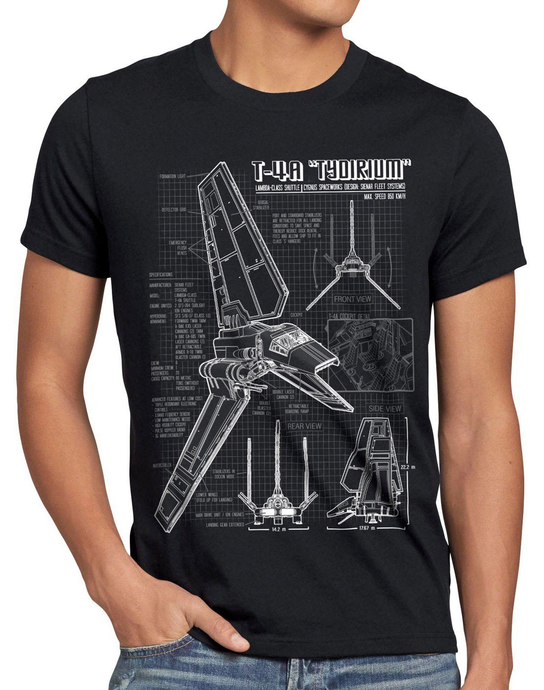 style3 schwarz Shuttle T-4A T-Shirt blaupause Tydirium raumfähre Lambda Herren Print-Shirt