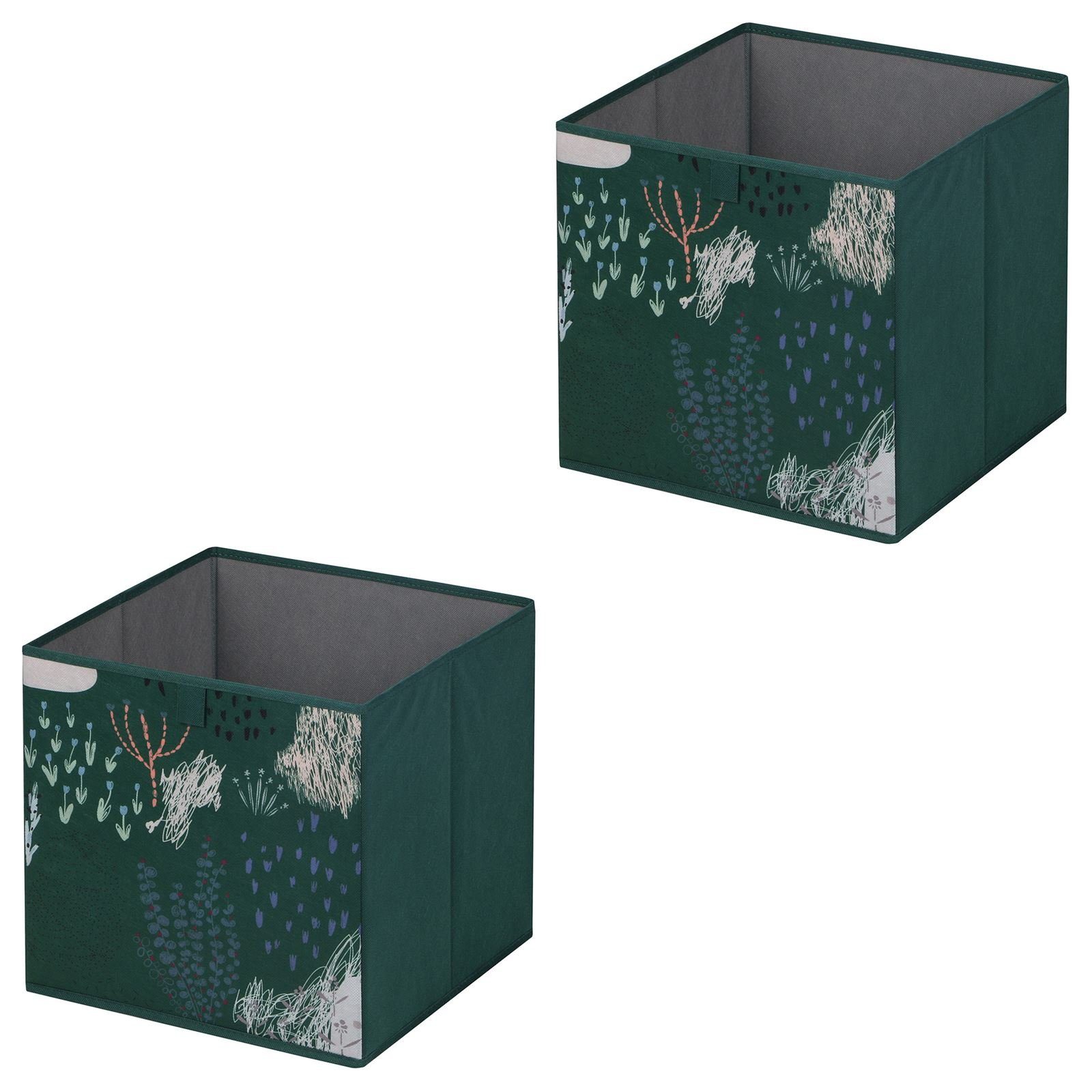 IDIMEX Aufbewahrungsbox FOREST-2 (Set), Klappbox Aufbewahrungsbox Faltbox Stoffbox 2er Pack Regalbox Regalkor