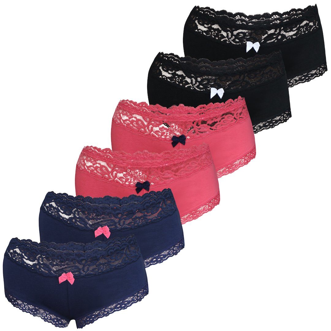 LOREZA Panty 6er Set Pantys - Spitze - Bunt (Packung, 6-St)