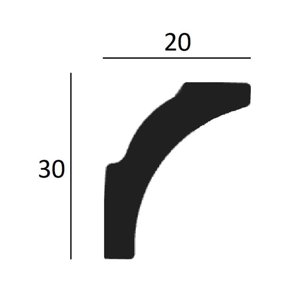 PROVISTON Stuckleiste Polyurethan, 20 x 30 x 2000 mm, Weiß, Deckenleiste, Kleben, Polyurethan, 1-St.