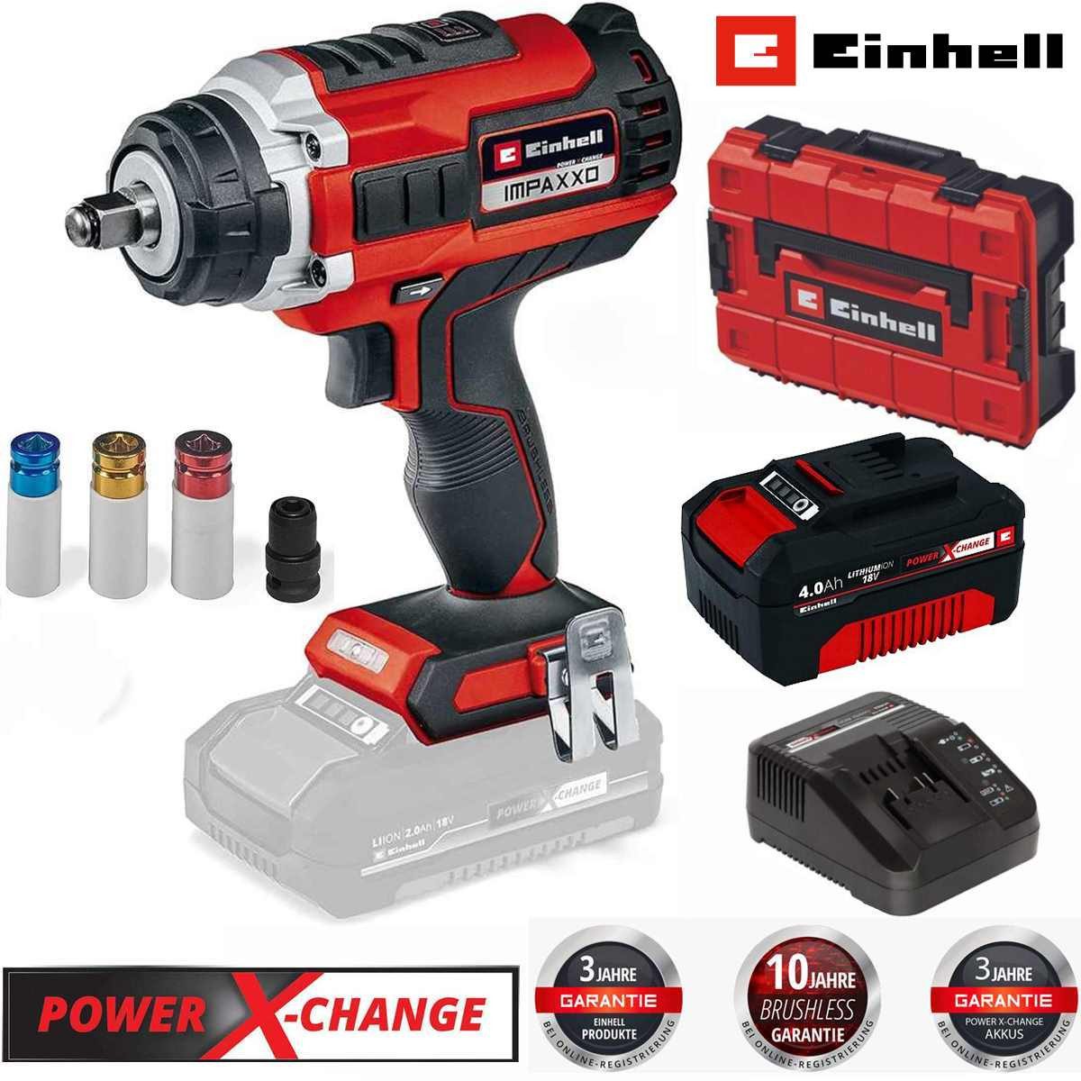 Einhell Akku-Schlagschrauber Schlagschrauber IMPAXXO 18/400 Akku 4.0 Ah 18V SF-Koffer 3-Gang, BL