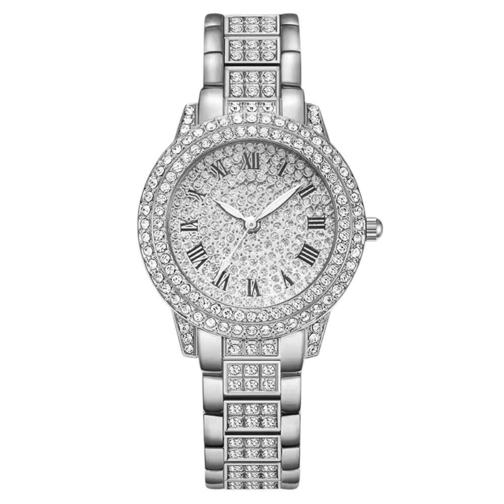 Taffstyle Quarzuhr Damen Kristall Armbanduhr Mädchen Uhr mit römischen Ziffern, (Edle Armbanduhr mit funkelnden Steinen in Gold, Silber oder Roségold erhältlich - Geschenkidee)