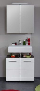 Furn.Design Badmöbel-Set Lemos, (Badezimmer in weiß Hochglanz und grau, 2-St), Breite 60 cm