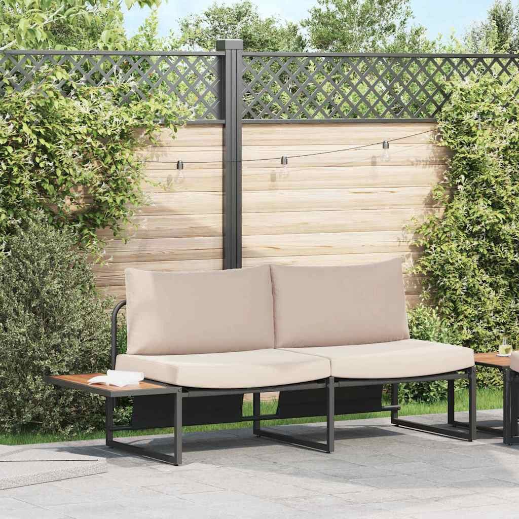 vidaXL Loungesofa Garten-Sofa mit Kissen Taupe 200,5 x 70 x 85,5 cm Stahl, 1 Teile