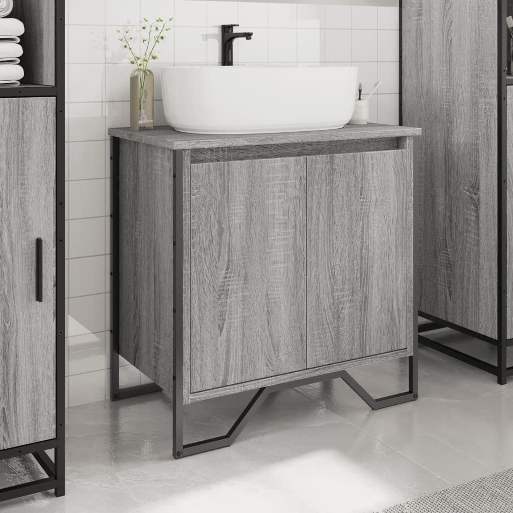 vidaXL Badezimmer-Set Waschbeckenunterschrank Grau Sonoma 60x35x60 günstig online kaufen