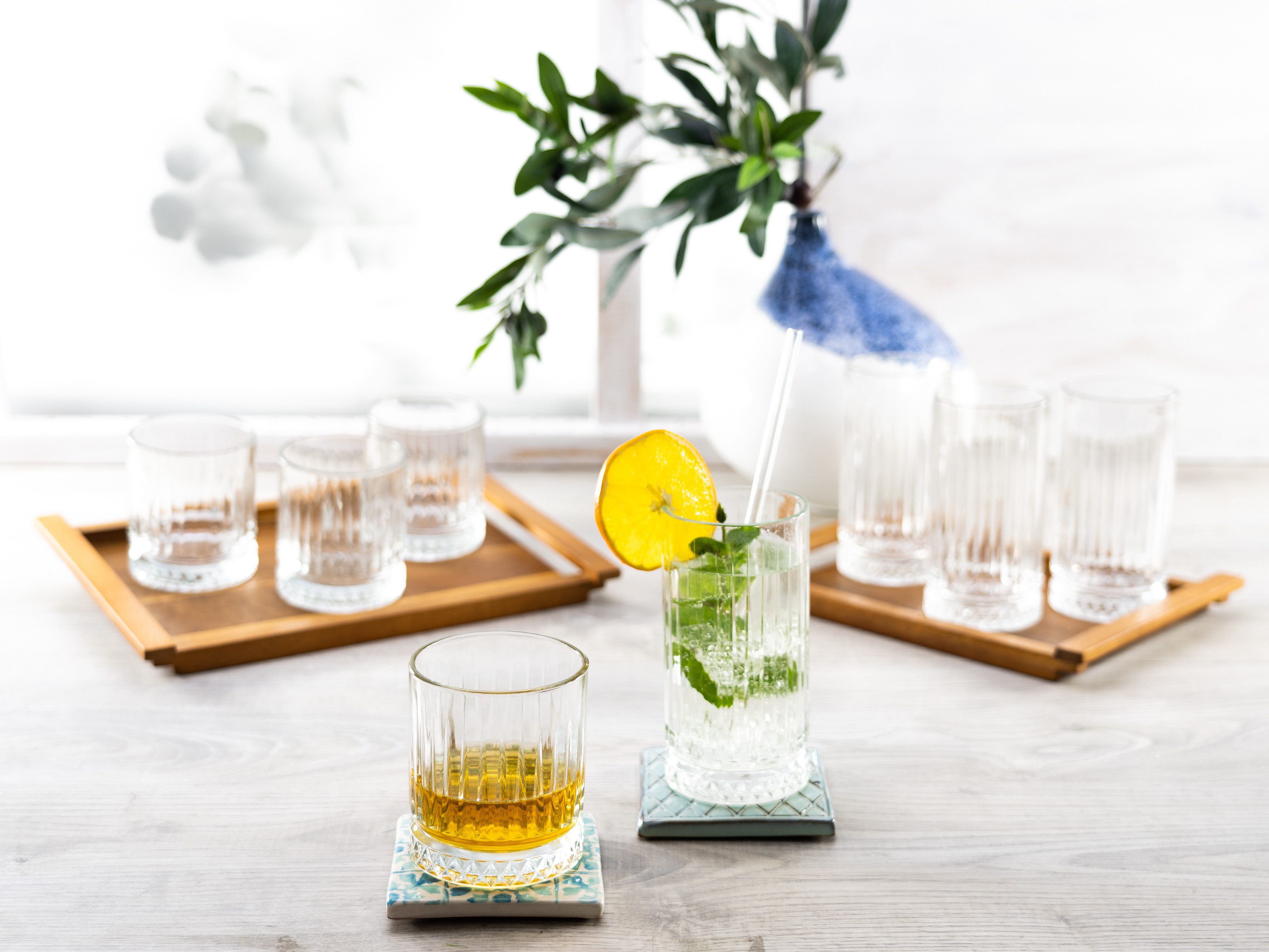 CreaTable Gläser-Set Elysia transparent, Gläserset, 8-tlg., 8-tlg., Glas, Nostalgische Anmutung, Stabrelief