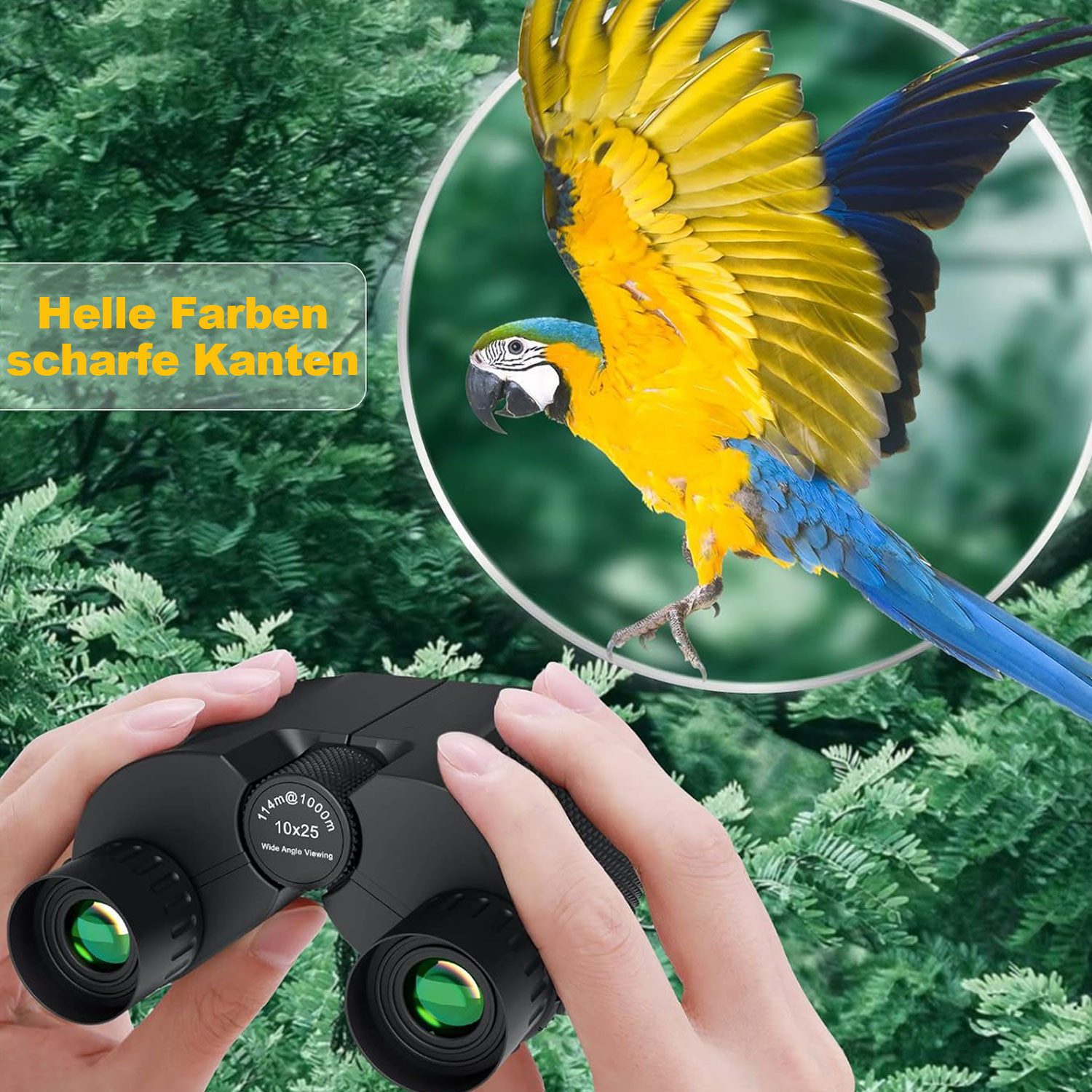 OKWISH 10x25 Kompakt Faltbares Ferngläser Nachtsicht Fernrohr Fernglas (für Kinder Erwachsene Reisen Wandern Vogelbeobachtung Jagd Konzerte)