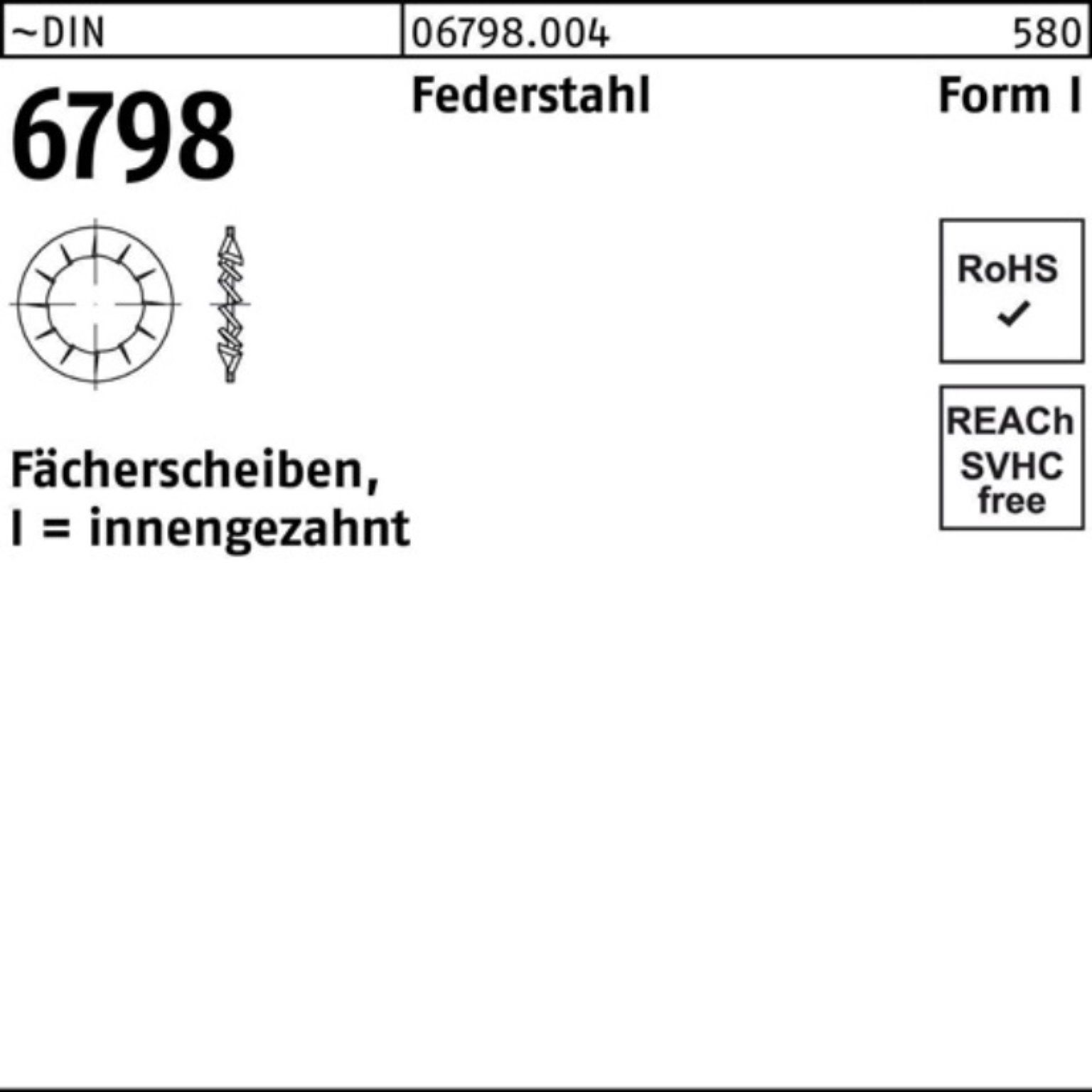 Federstahl 6798 I Fächerscheibe DIN 100er Reyher 15 Pack FormI Fächerscheibe innengezahnt