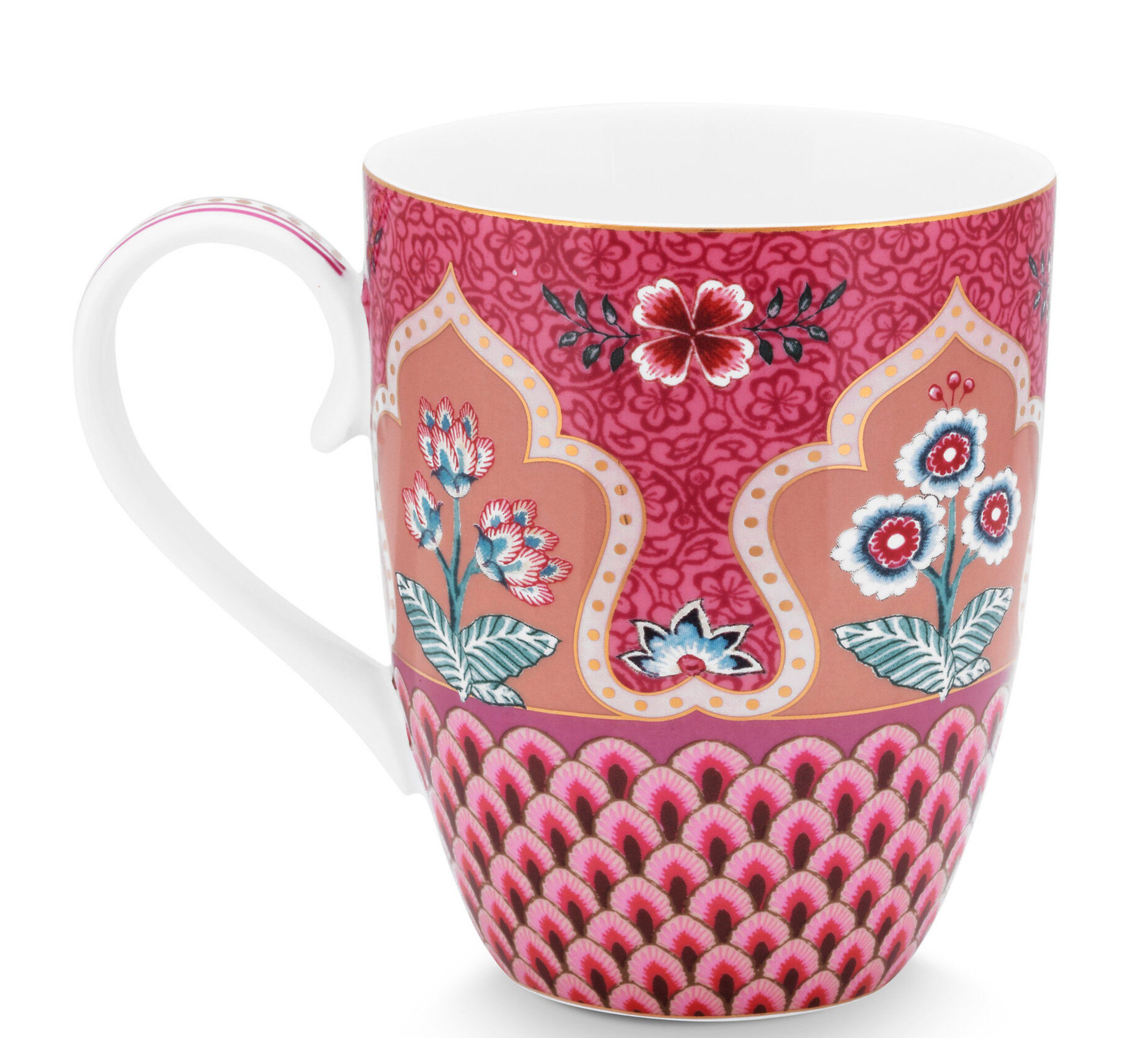 PiP Studio Tasse Pip Studio Home Tasse Flower Festival Scallop Deco, dark pink, Keramik