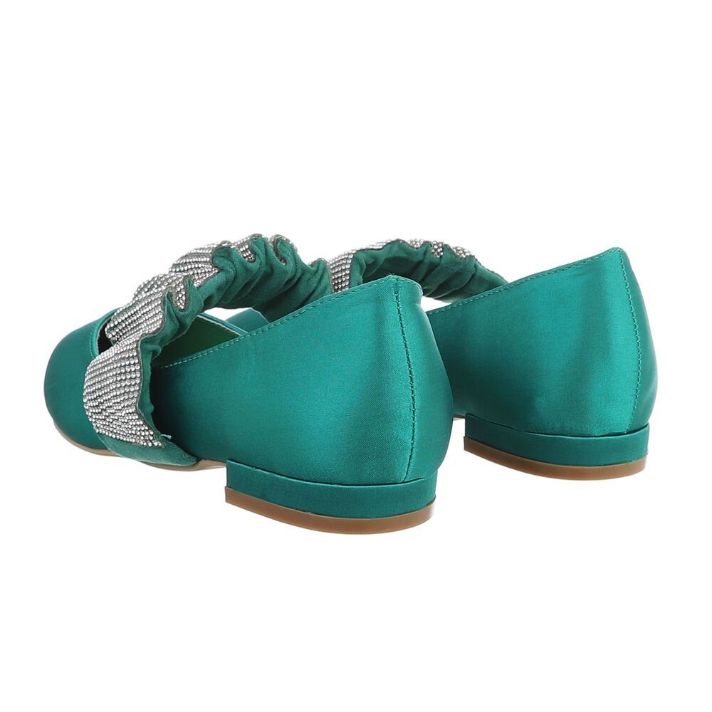 Ital-Design Damen Schlupfschuhe Party & Clubwear Ballerina Blockabsatz Klassische Ballerinas in Grün