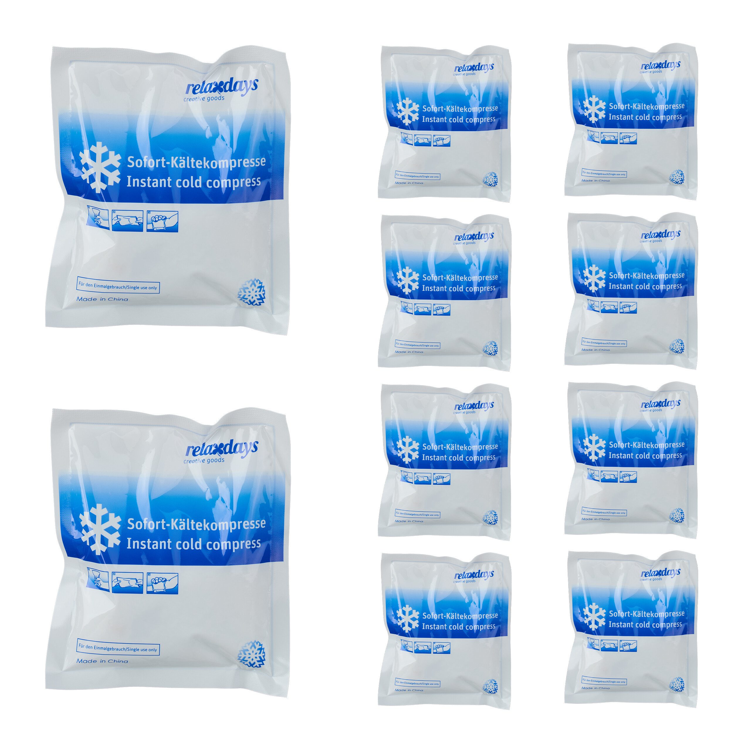 relaxdays Kühlpad Kühlpack zum Knicken Set, 10-tlg., 10er Set, 10er Pack