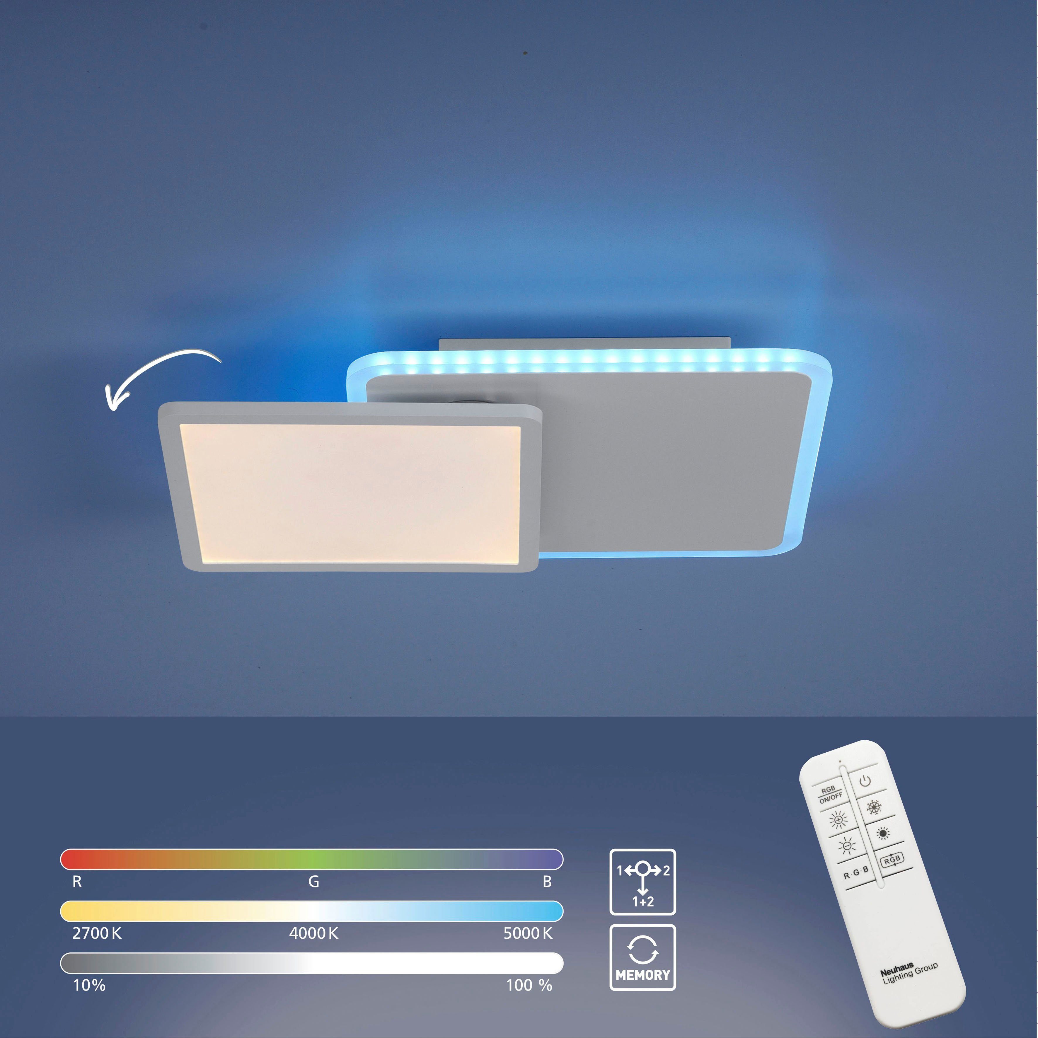 Leuchten Fernbedienung, Deckenleuchte CCT-tunable über Fernbedienung, warmweiß Direkt integriert, MADINA, Funk-Fernbedienung,Serienschalter Netz, kaltweiß, dimmbar CCT Memory, - über white,dimmbar RGB, vom über Trennung fest nach - LED