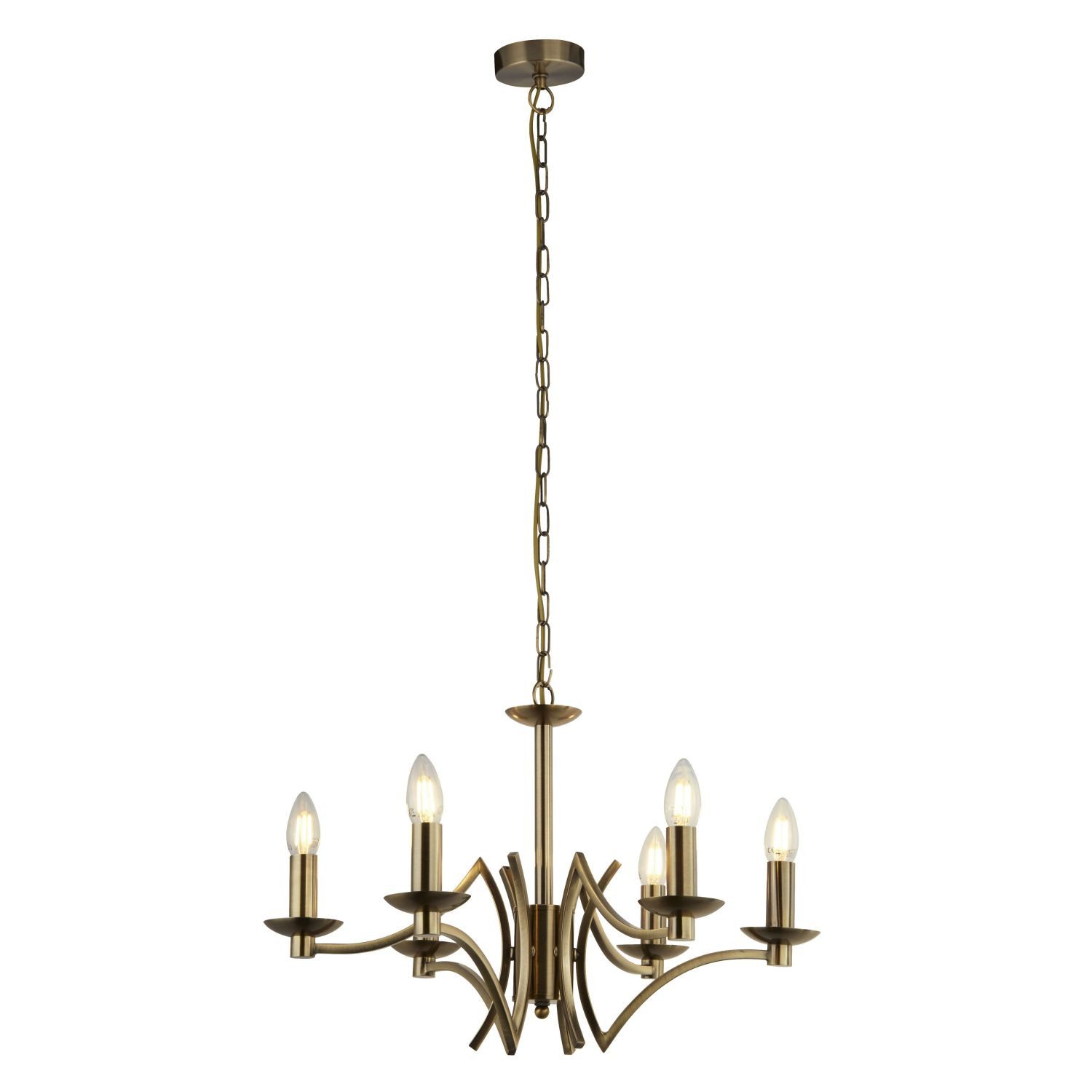 Licht-Erlebnisse Kronleuchter DEVON, ohne Leuchtmittel, in Messing Antik 6-flammig E14 Metall Modern Wohnzimmer