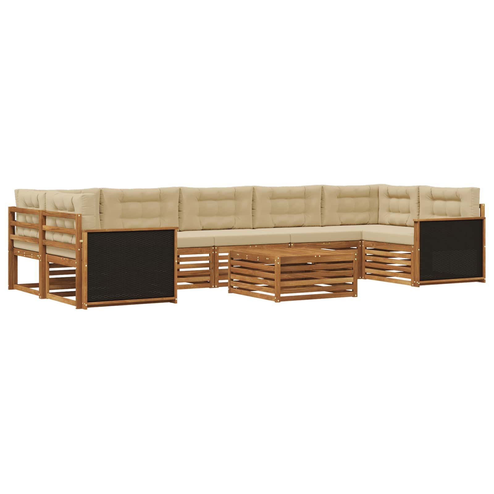 Gartenlounge-Set Outdoor-Sofagarnitur 8 pcs Natur und Beige