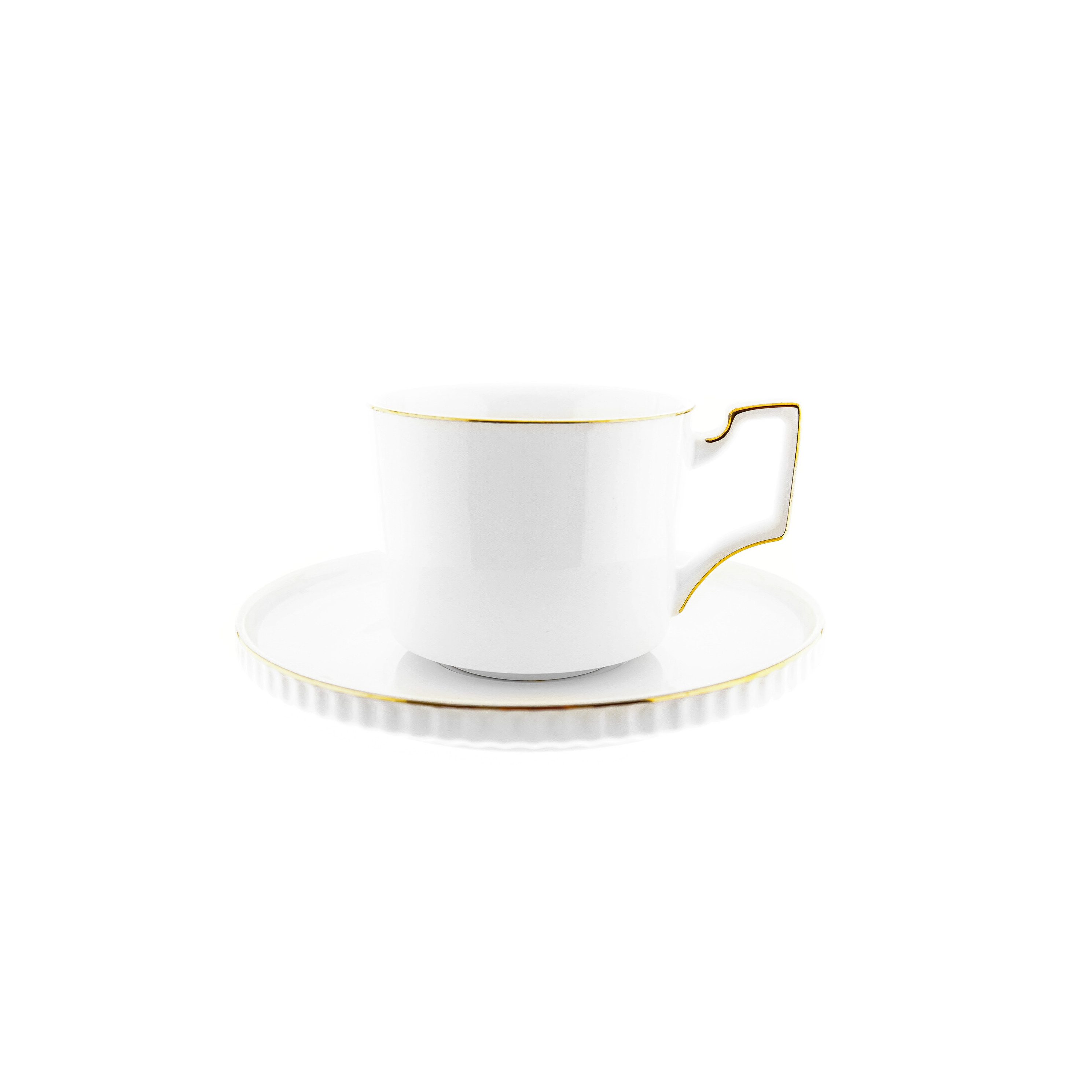 Almina Tasse Kaffeetassen-Set 200 ml 12 Tlg. aus Porzellan mit Goldumrandung, 12-tlg.