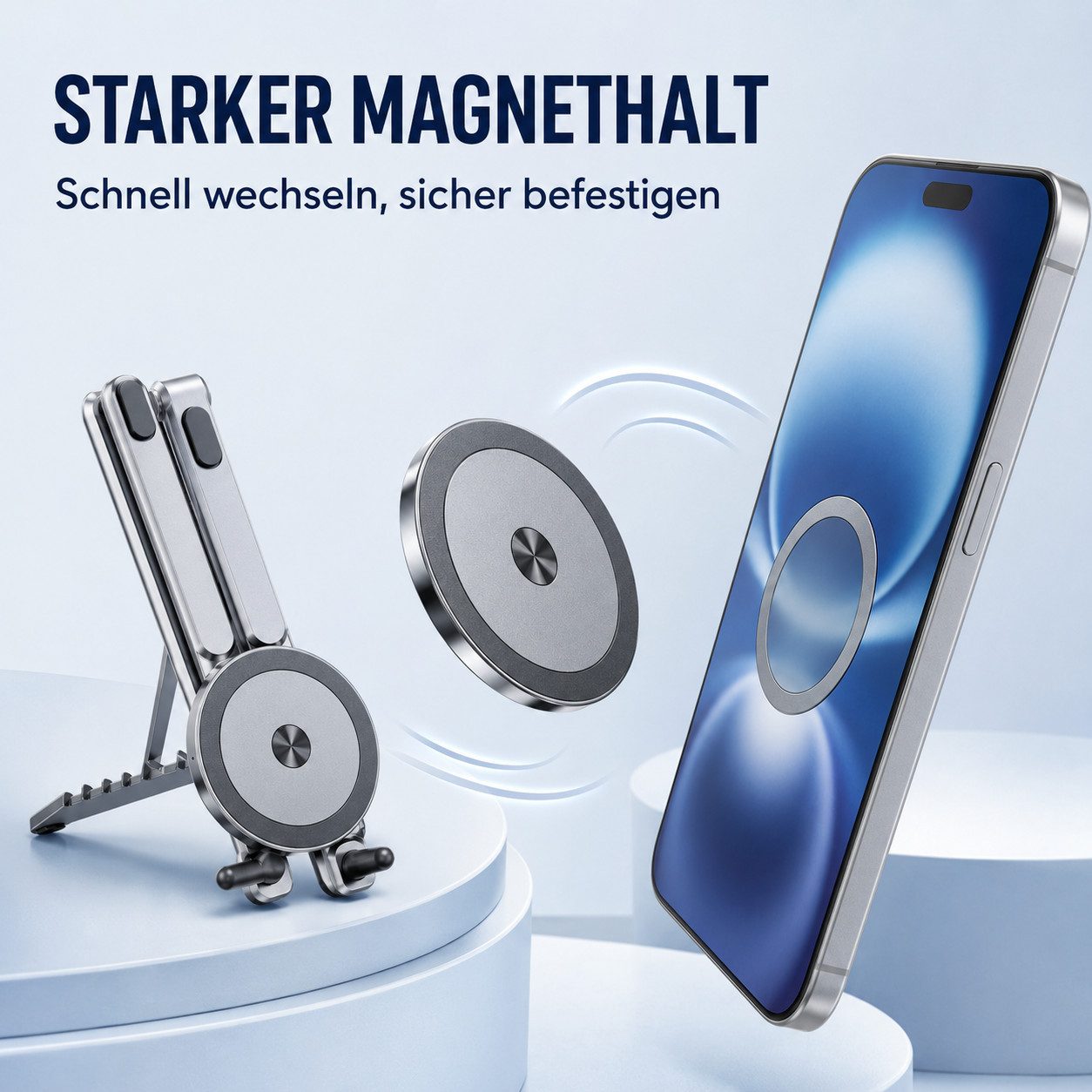 Luckice Handy-Halterung 3-in-1 Laptopständer mit Magnet, faltbar, 8-stufig höhenverstellbar, (bis 13 Zoll, Packung, Für 4-16 Zoll Laptop/Tablet/Mobiltelefon, Ma – Bild 4 von 5