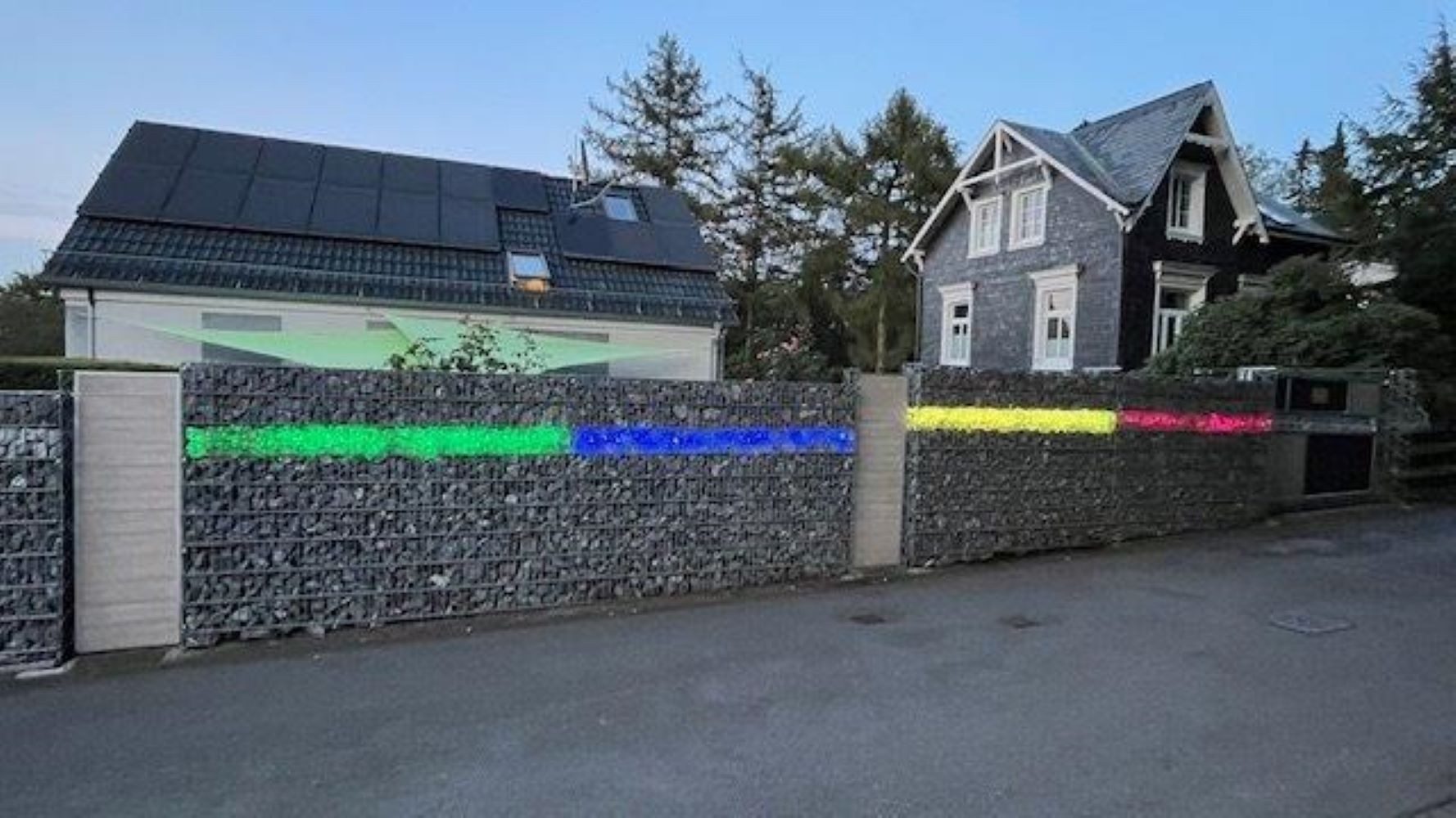 XENON LED Außen-Wandleuchte 7633 Gabionen Leuchte LED 230V 360° 2x0,80m Mehrfarbig RGB+Kaltweiß, LED, Xenon / Mehrfarbig