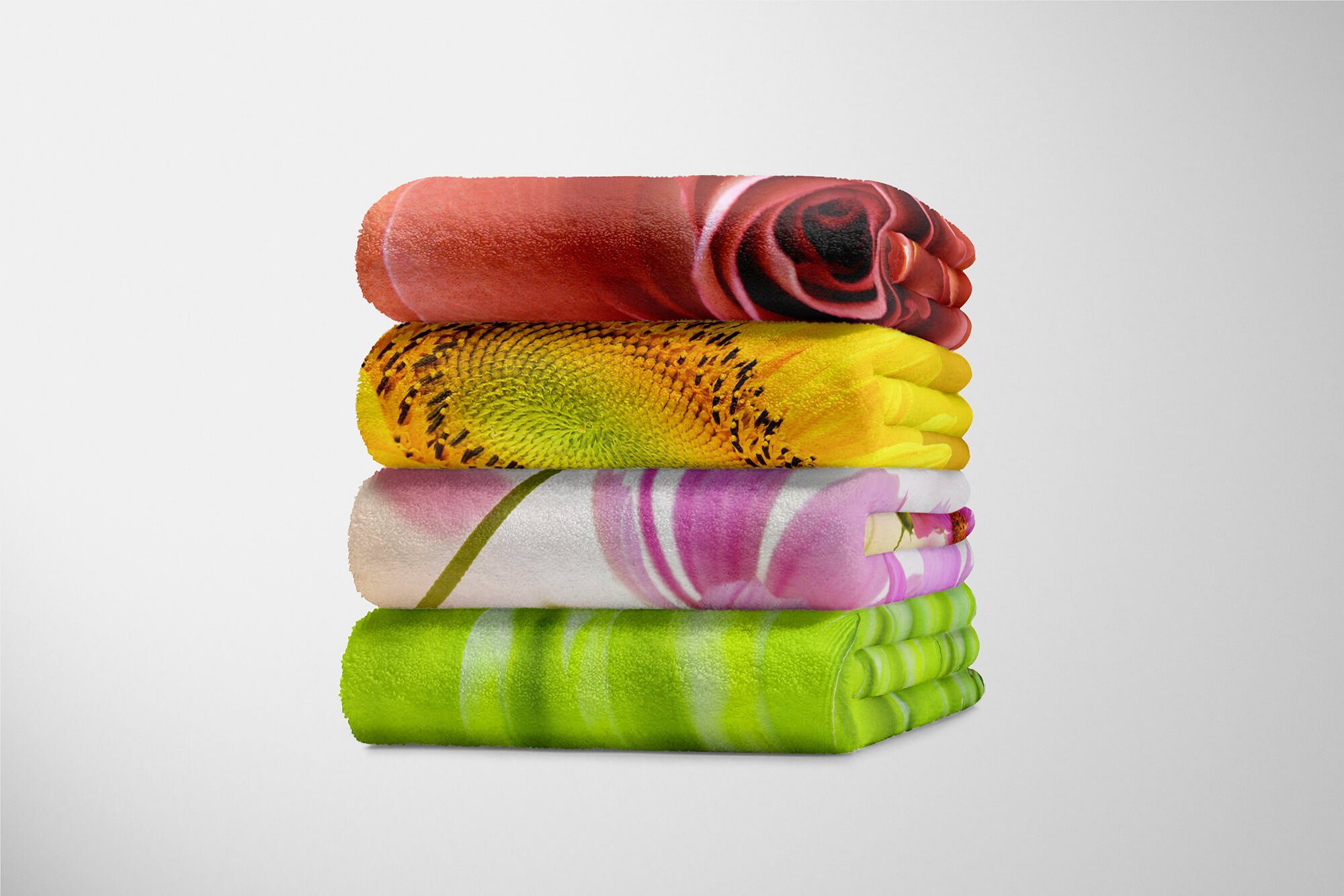 Fotomotiv Baumwolle-Polyester-Mix Blumen Saunatuch mit Blüt, Kuscheldecke Sinus (1-St), Himmel Strandhandtuch Handtuch Handtücher Handtuch Art