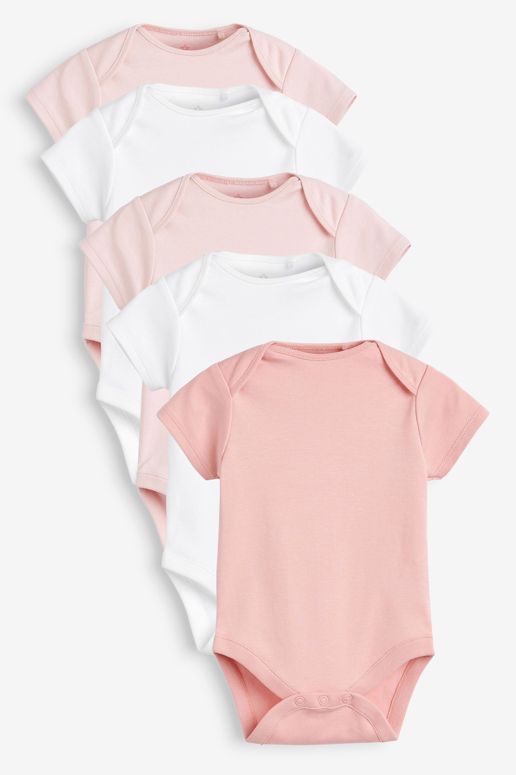 Next GOTS aus im Pink/White Bodysuits (5-tlg) Kurzarmbody Kurzärmelige