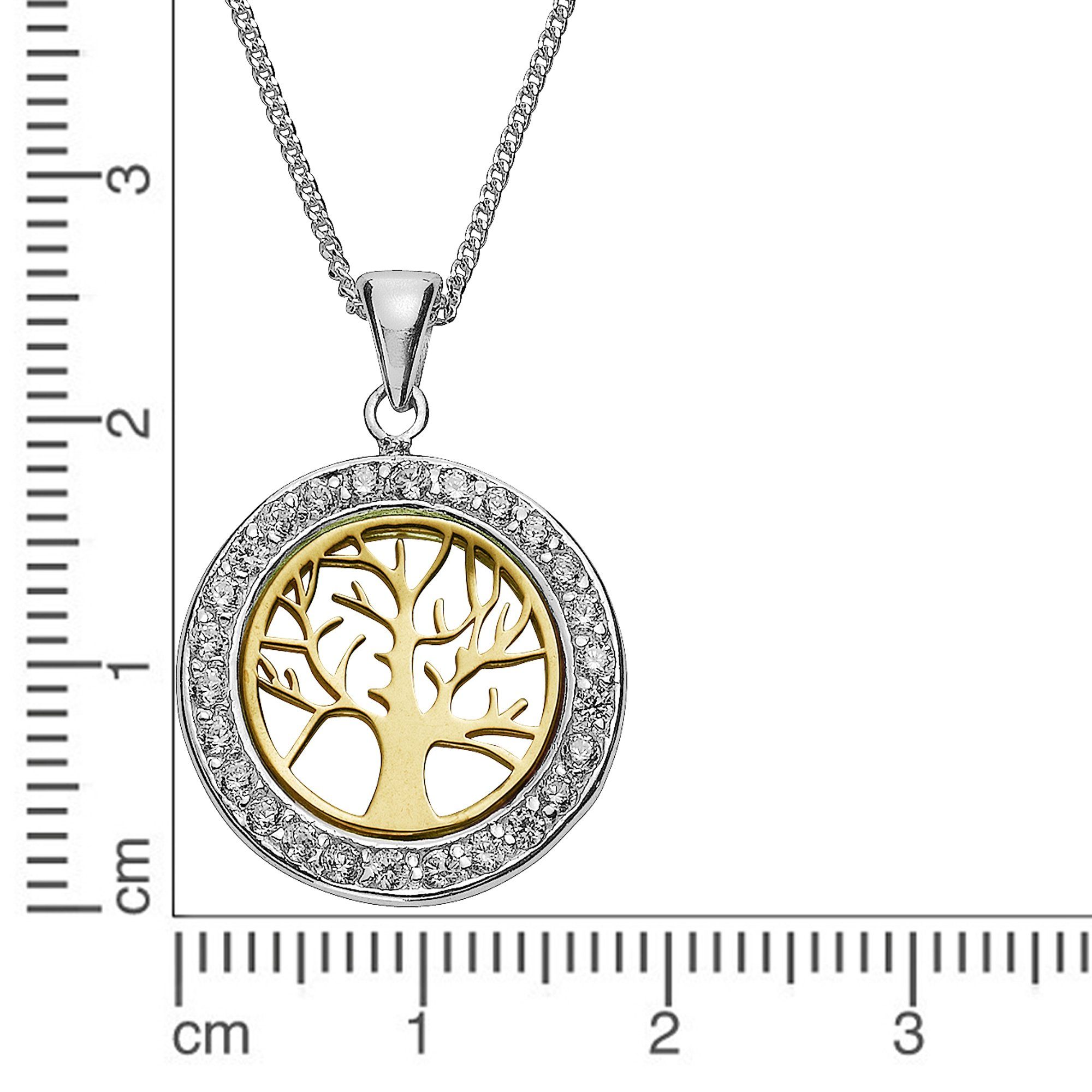 Zeeme Kette mit Anhänger Silber 925 zweifarbig mit Lebensbaum-Motiv günstig online kaufen