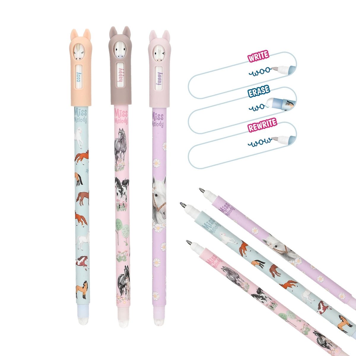 Depesche Spiel Miss Melody Radierbare Gelstifte mit Pferde-Kappen - 1 Stift