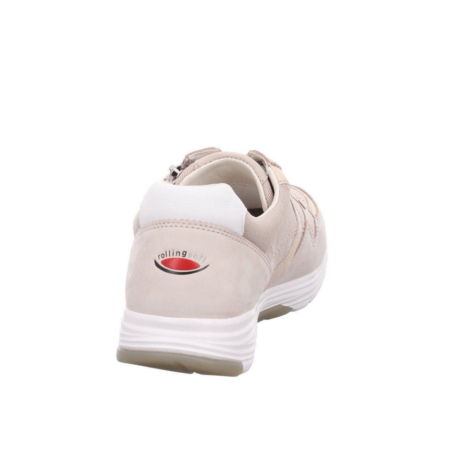 Damen Gabor 31) Schuhe Leder-/Textilkombination / Rollingsoft Sneaker Beige Sneaker (puder/weiss Schnürschuh