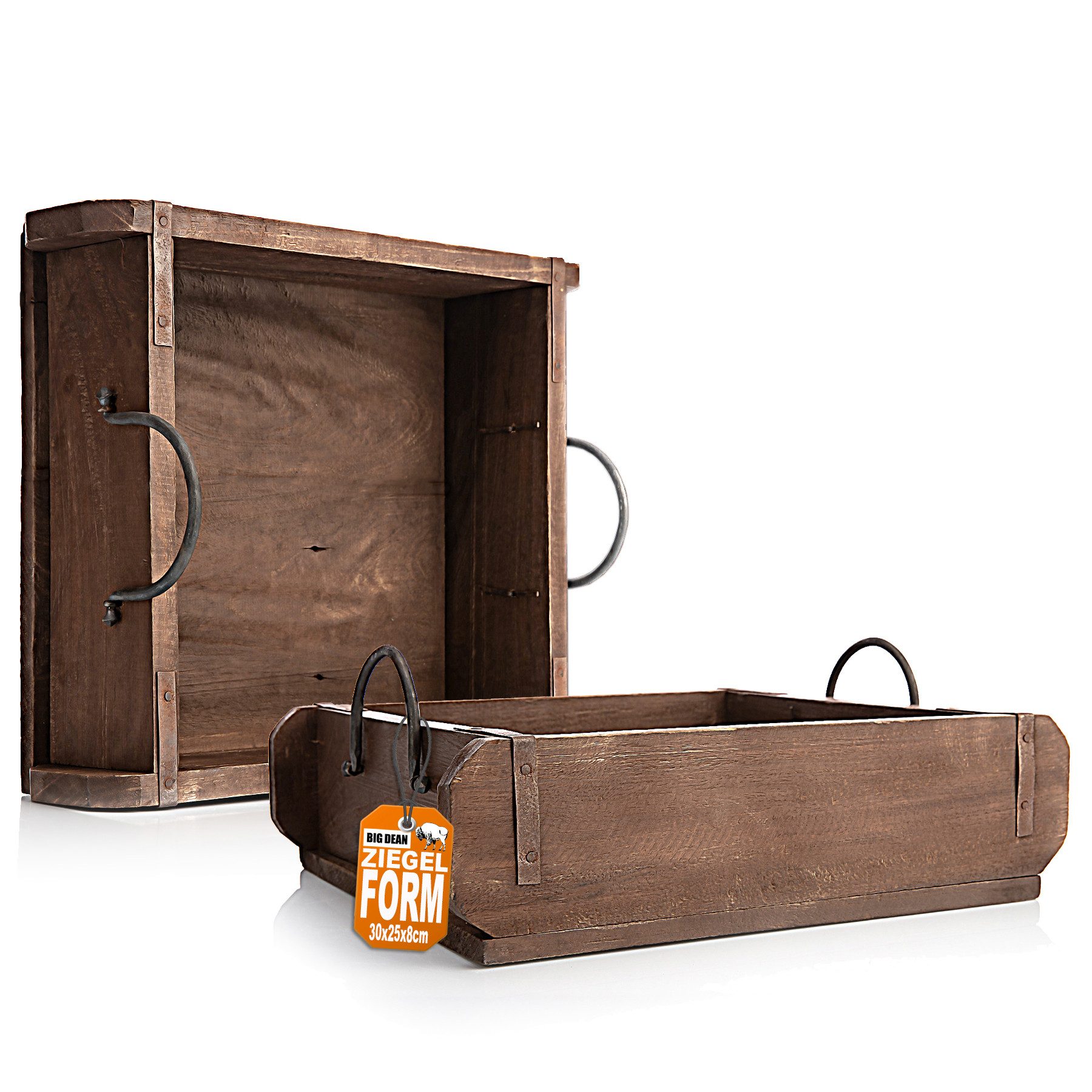 BigDean Holzkiste 2 Stück vintage Ziegelform in Braun 25x8x30 cm (LxBxH) – günstig online kaufen