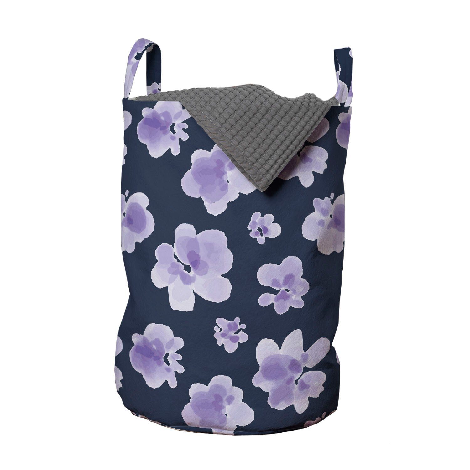 Abakuhaus Wäschesäckchen Wäschekorb mit Griffen Kordelzugverschluss für Waschsalons, Blumen Aquarell-Blumen-Blüten