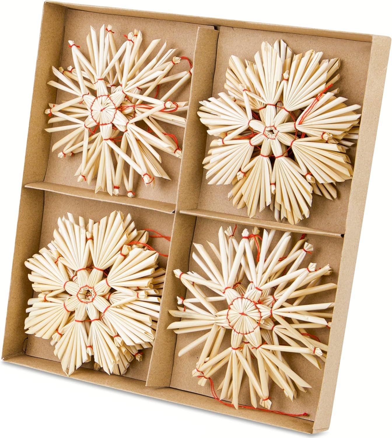 BEESI Christbaumschmuck 16x Strohsterne Set Ø 10cm I Christbaumschmuck Retro I Baumschmuck (16-tlg), I Weihnachtsbaumschmuck Strohsterne Retro