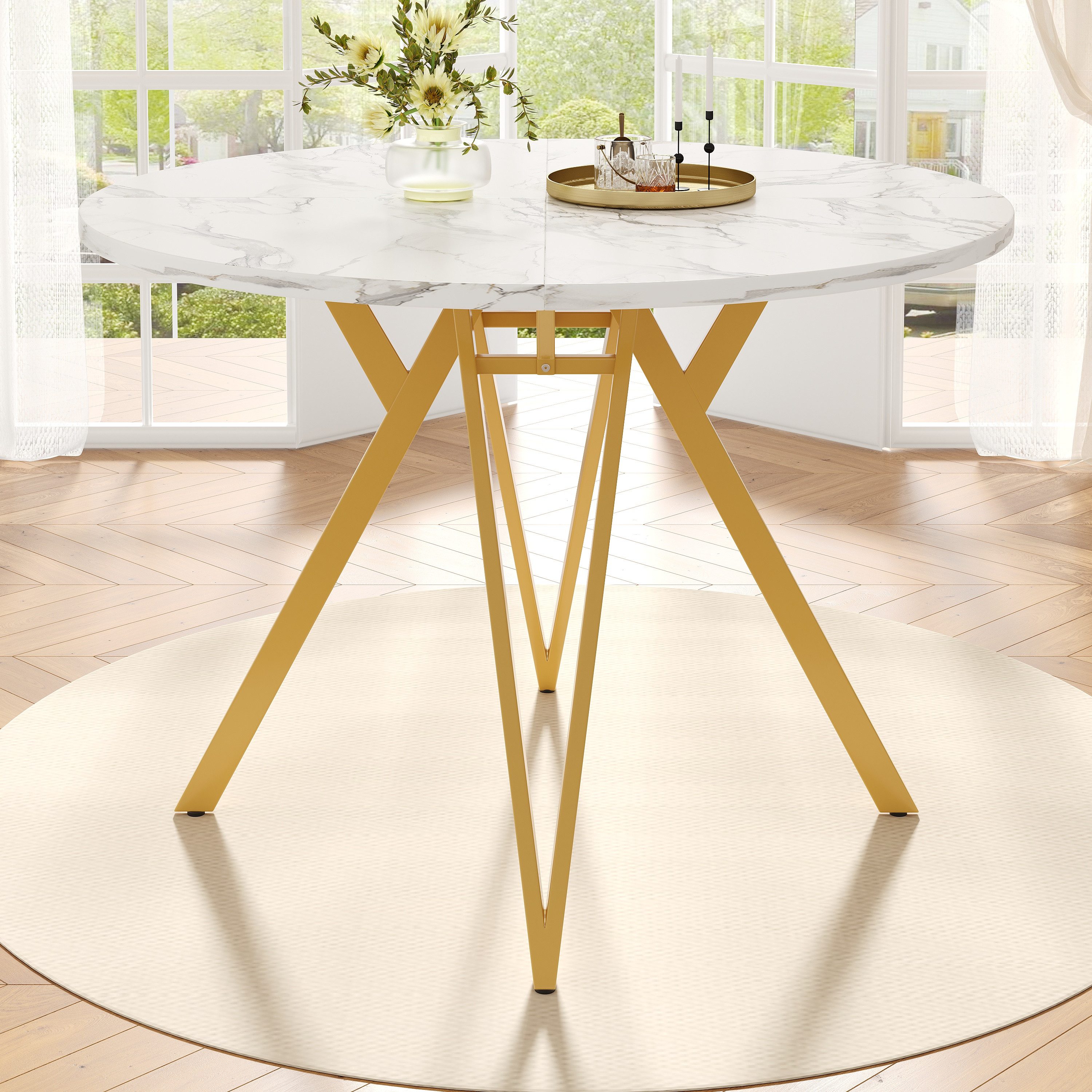 KLAM HOME Esstisch Runder Esstisch (100×100×76cm), günstig online kaufen
