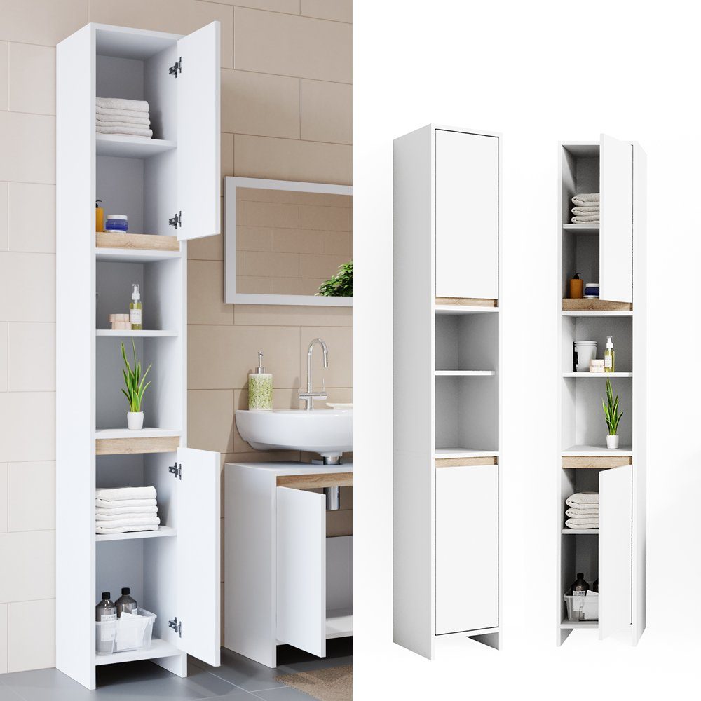 Vicco Hochschrank Emma, Weiß/Sonoma, 30 x günstig online kaufen