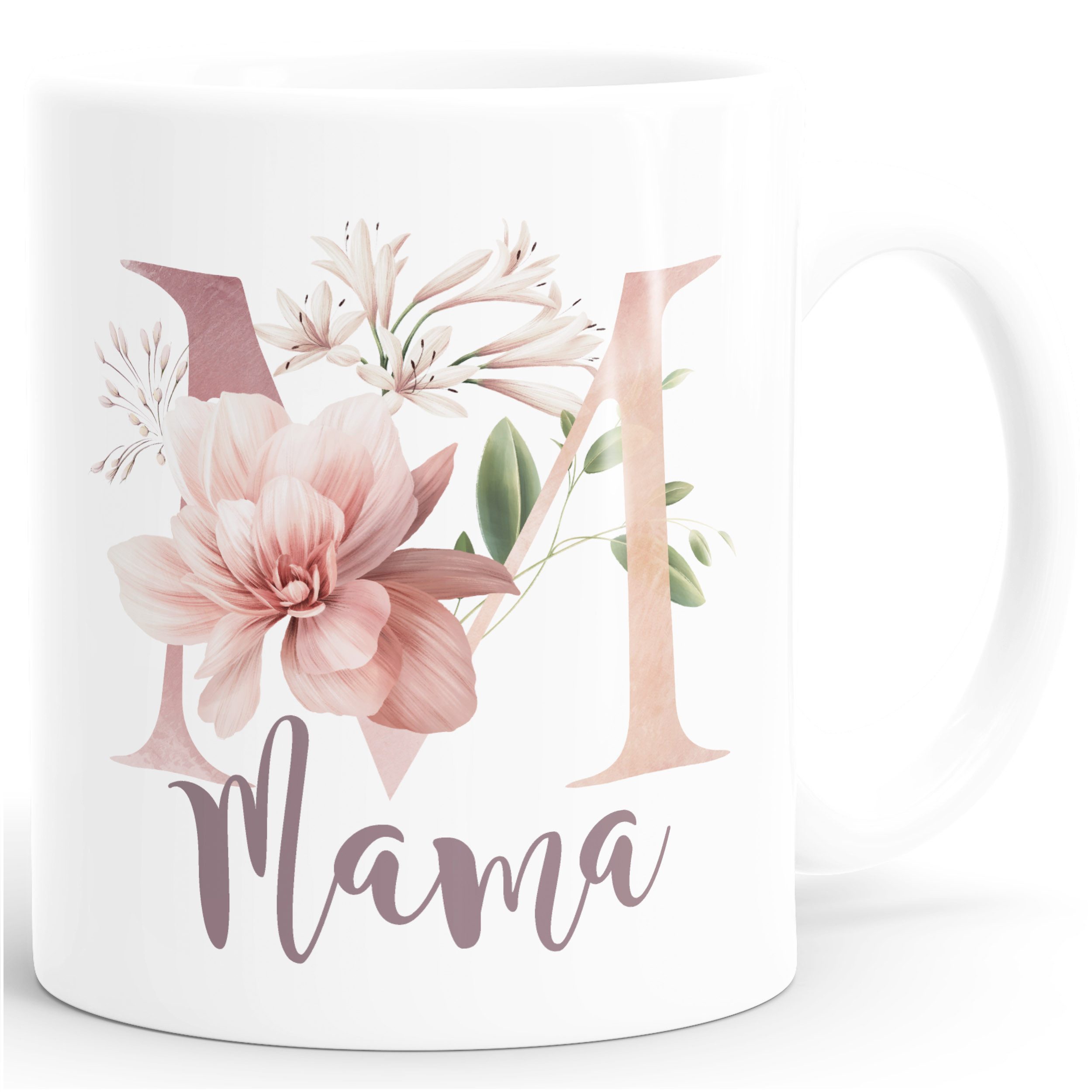 SpecialMe Tasse Kaffee-Tasse Muttertag Monogramm Initilale Anfangsbuchstabe M Blüten, Keramik