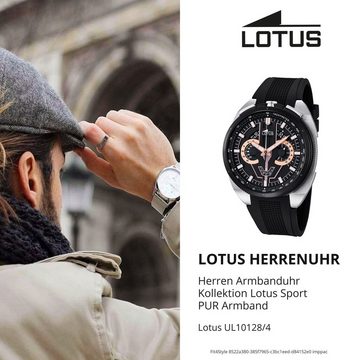 Lotus Chronograph Lotus Herren Uhr Elegant L10128/4 PUR, Herren Armbanduhr rund, groß (ca. 45mm), PURarmband schwarz