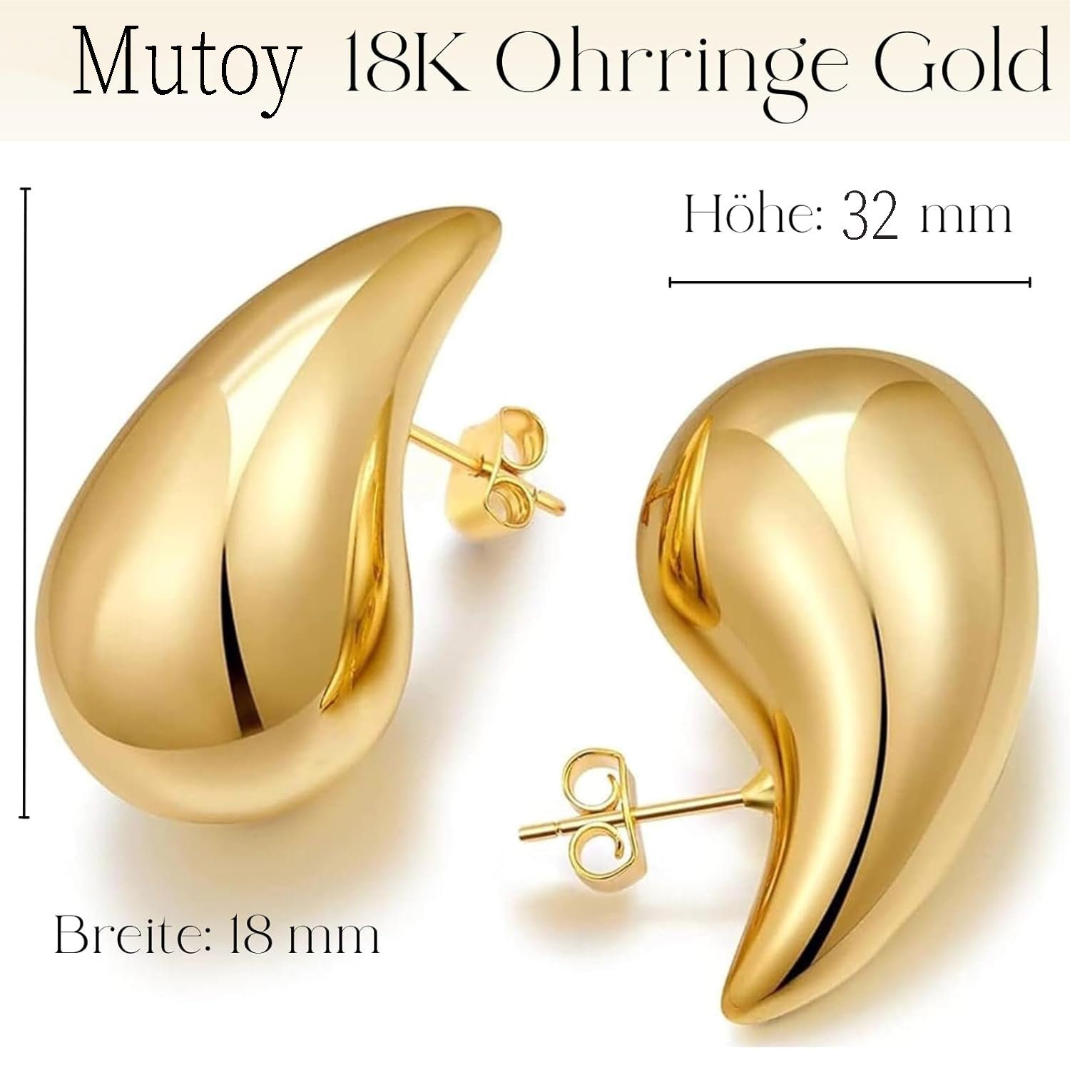 und Frauen Ohrstecker-Set für Ohrringe (Hypoallergen Damen für Goldene 18k Gold für vergoldete Damen,Ohrringe Frauen, Ohrringe,Waterdrop Mutoy Mädchen) Ohrringe Modeschmuck Ohrringe