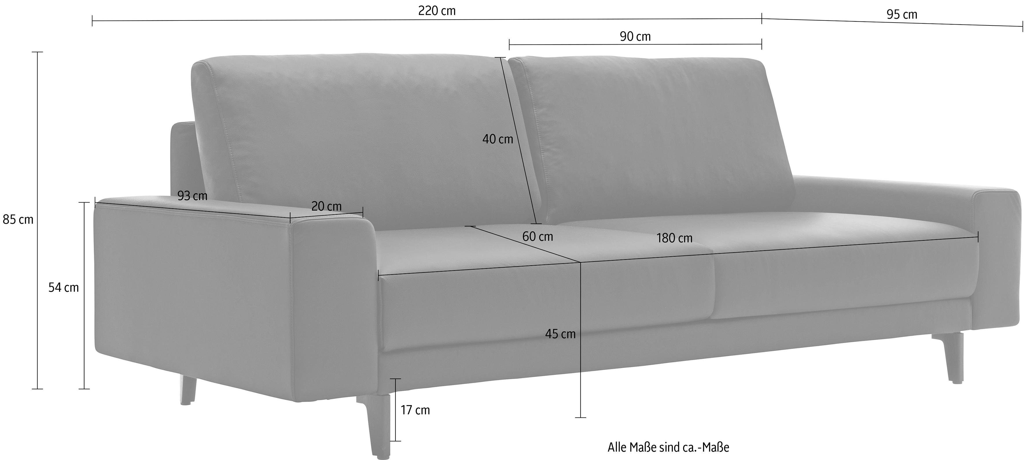 umbragrau, breit sofa hs.450, hülsta niedrig, Alugussfüße 220 Breite Armlehne in 3-Sitzer cm