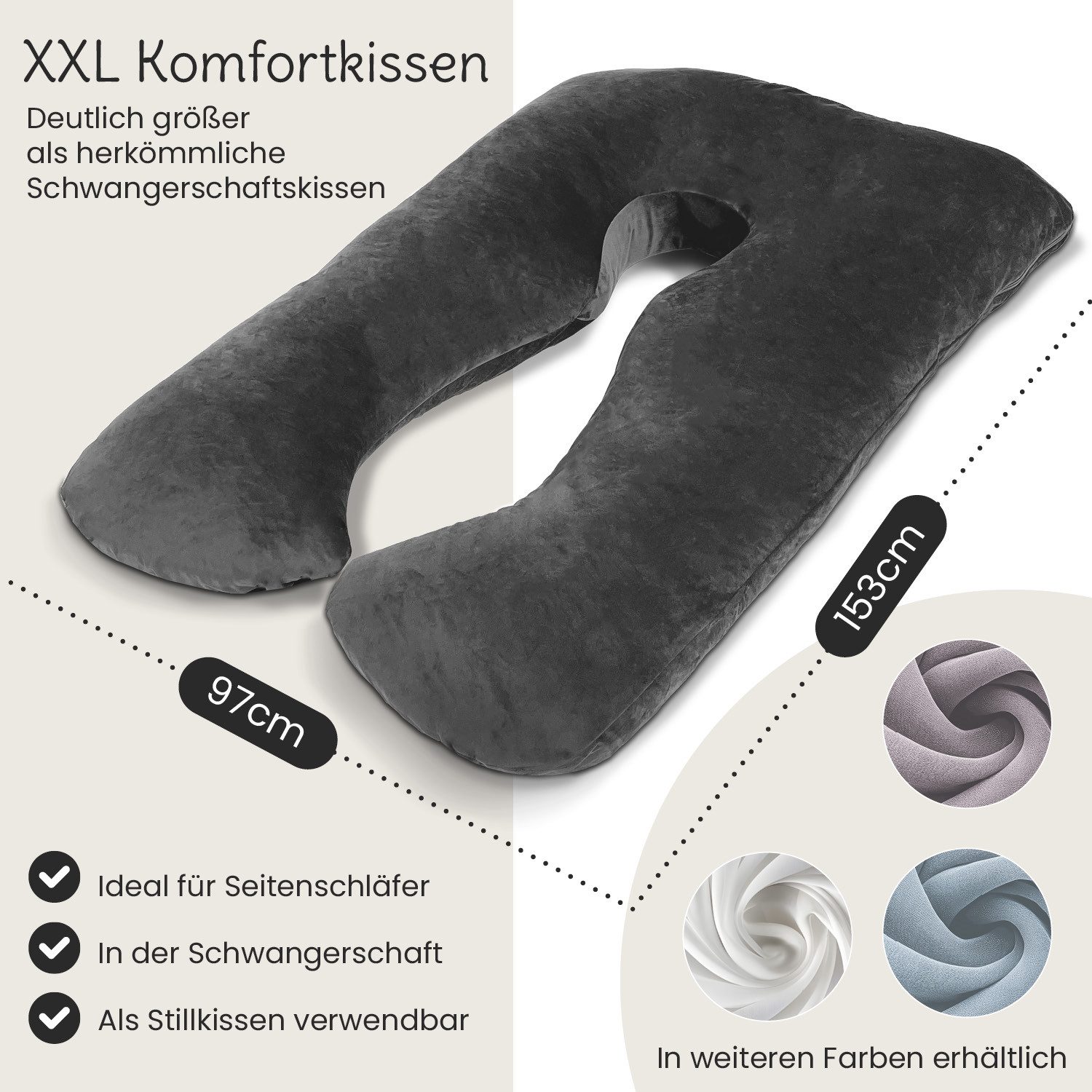 ELONEO Stillkissen Schwangerschaftskissen XXL, Seitenschläferkissen, Pregna günstig online kaufen