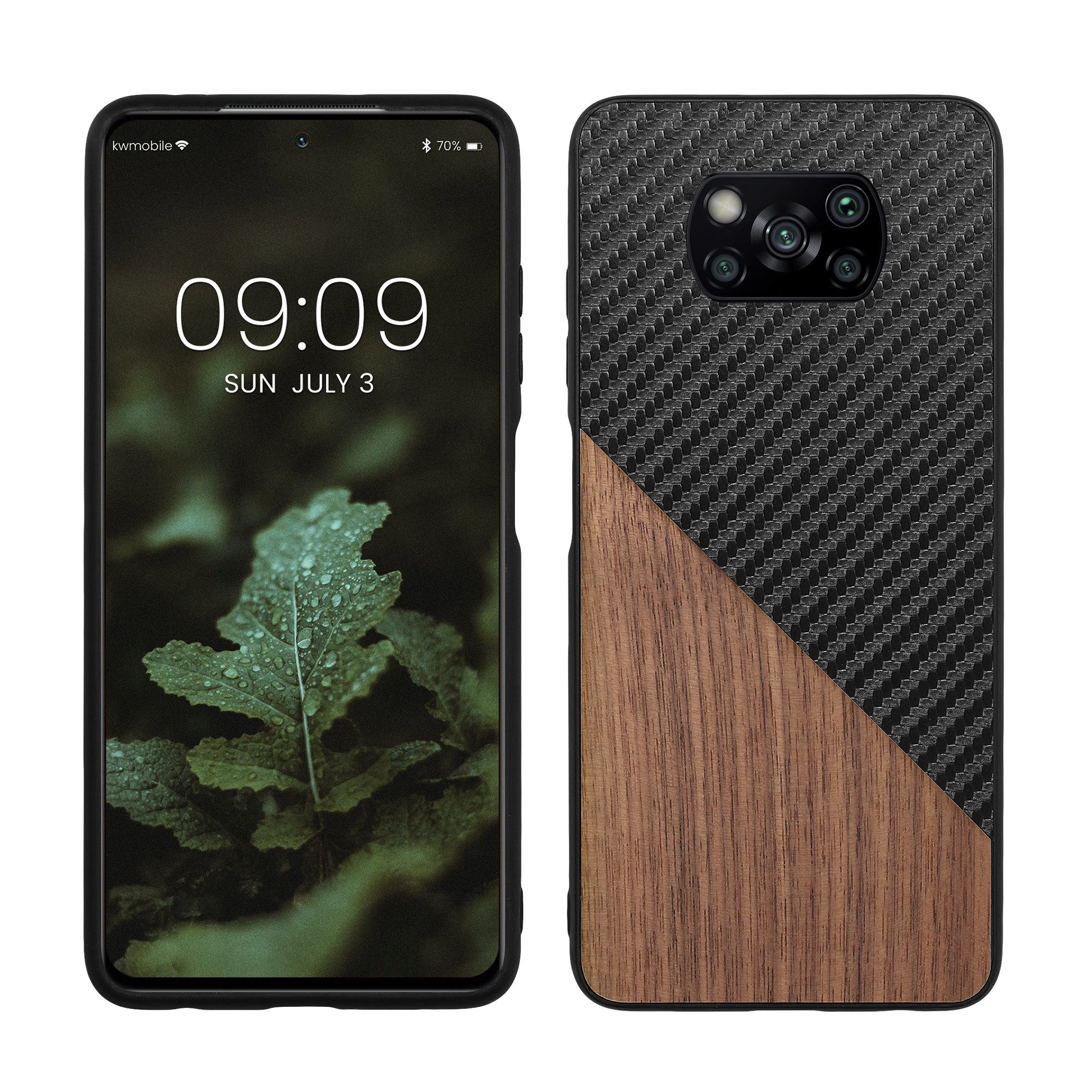 kwmobile Handyhülle Hülle für Xiaomi Poco X3 NFC / Poco X3 Pro, Holz Handy Schutzcase - Handy Case Schutzhülle - Smartphone Cover