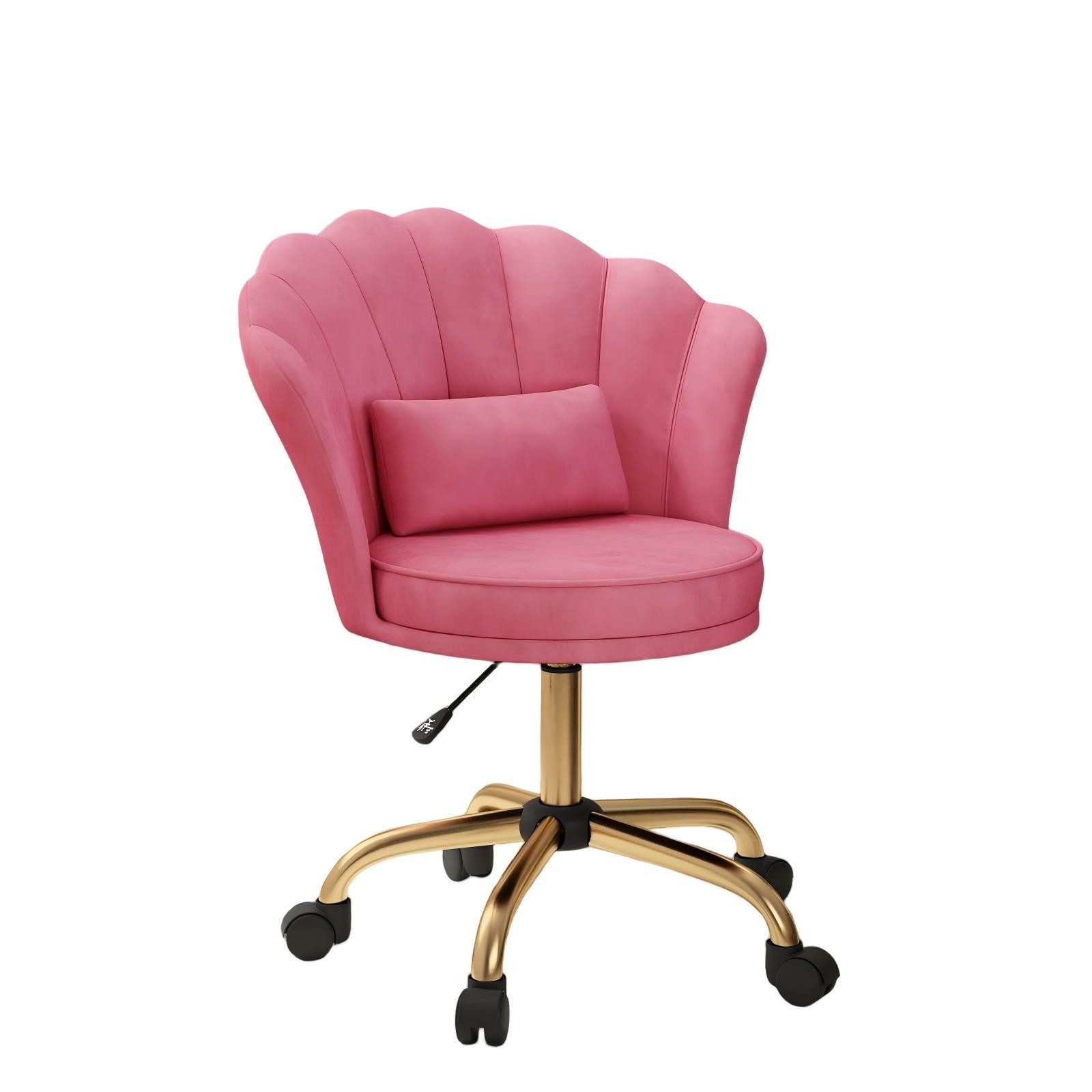 HawthyHome Bürostuhl Schreibtischstuhl mit Blütenrückenlehne, drehbar und höhenverstellbar (1 St), Samtbezug mit Kopfkissen, ergonomischer Stuhl