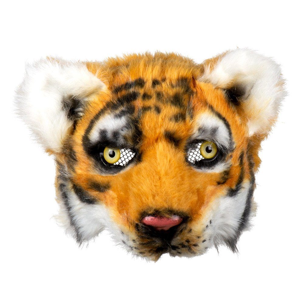 Boland Verkleidungsmaske Tiger Halbmaske aus Plüsch, Bezaubernde Plüschmaske im Stil eines Kuscheltiers