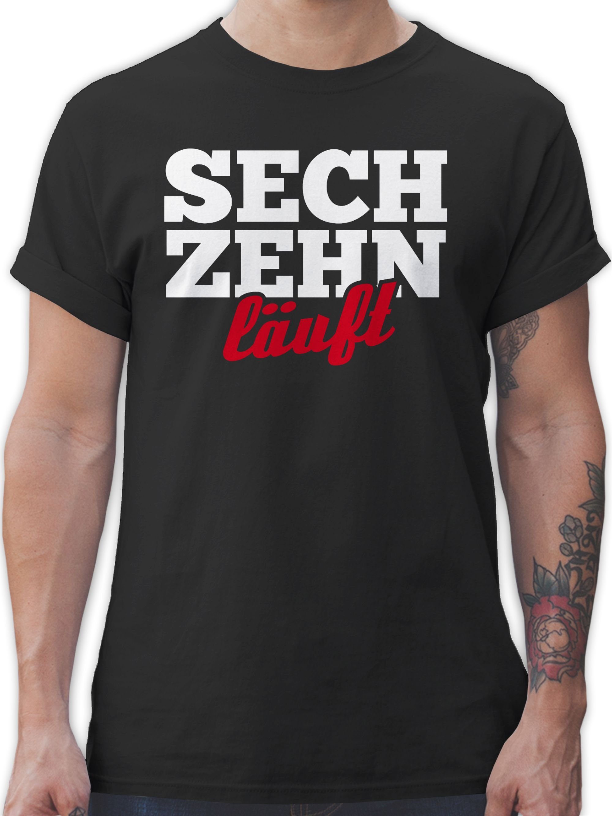 Shirtracer T-Shirt Sechzehn Läuft 16. Geburtstag 1 Schwarz