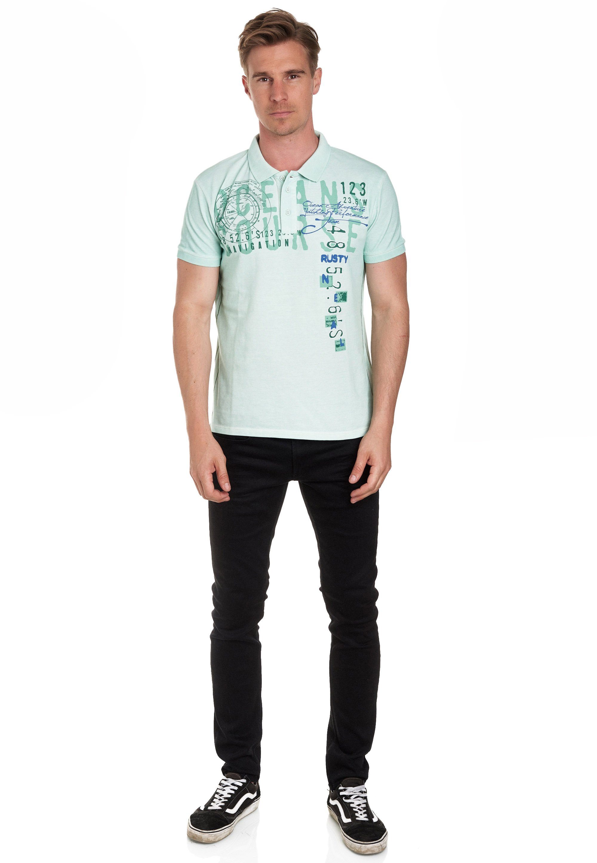 Print Poloshirt Rusty Neal mit mint auffälligem