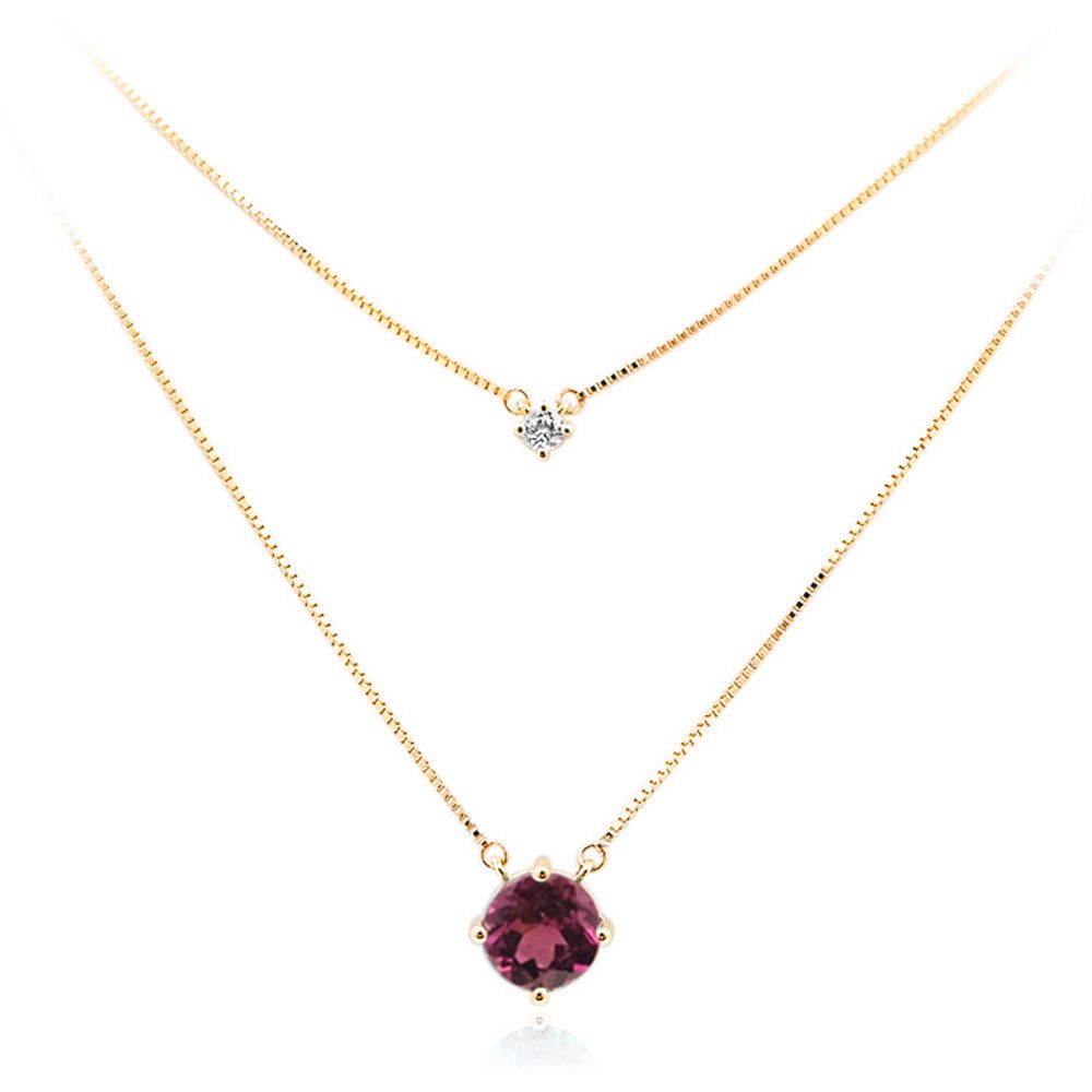 Cavill Goldkette Cavill 9K Gelbgold Collier mit 1,10 ct Rundschliff Zirkon, Granat (1-tlg)
