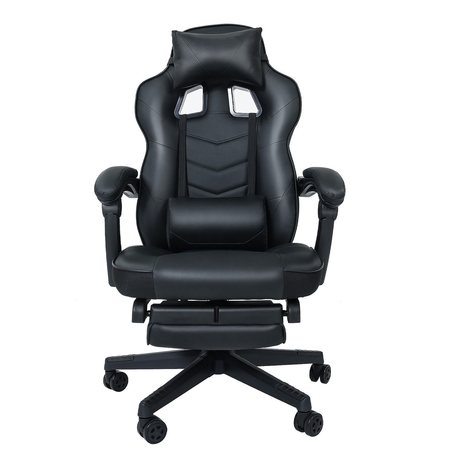 Gaming-Stuhl mit Fußstütze 150kg, Bürostuhl Ergonomisch Chefsessel Racing Stuhl