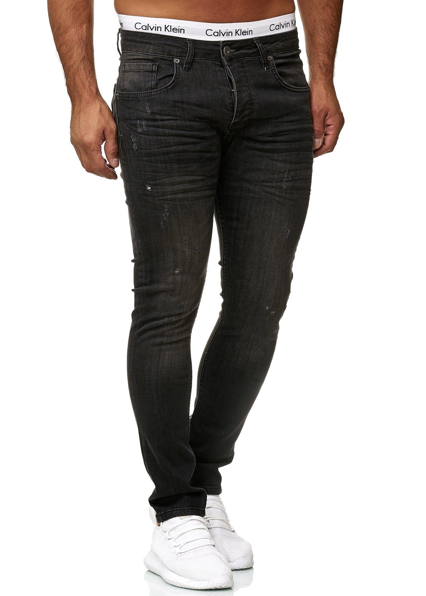 Code47 Skinny-fit-Jeans Code47 Designer Herren Jeans Hose Regular Skinny Fit Jeanshose Basic 606 Light Black Used