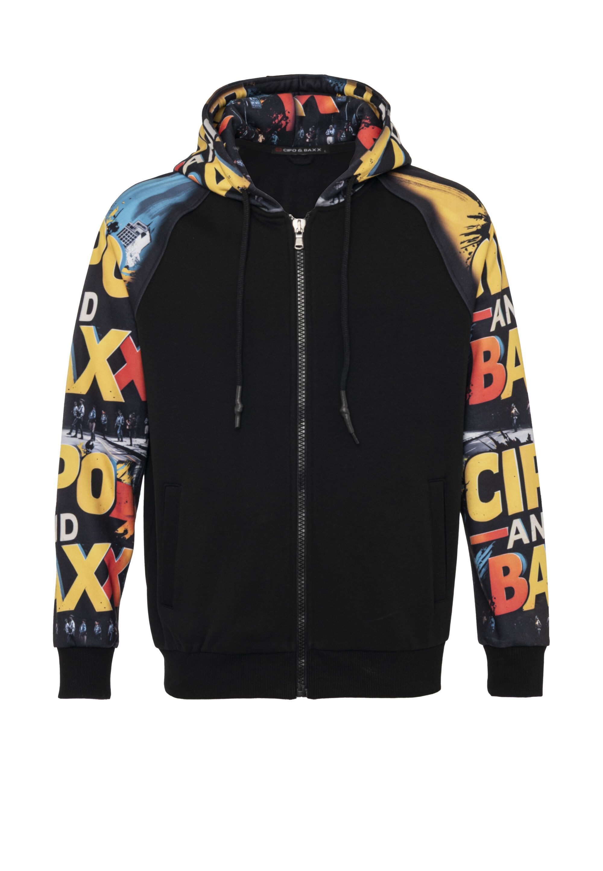 Cipo & Baxx Strickjacke CL589 (1-tlg) mit knalligen Comic-Grafiken auf den Ärmeln