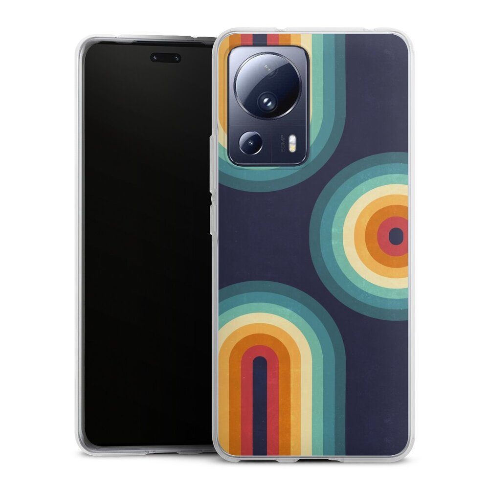 Handyhülle Retro bunt Regenbogen Double Rainbow on Blue