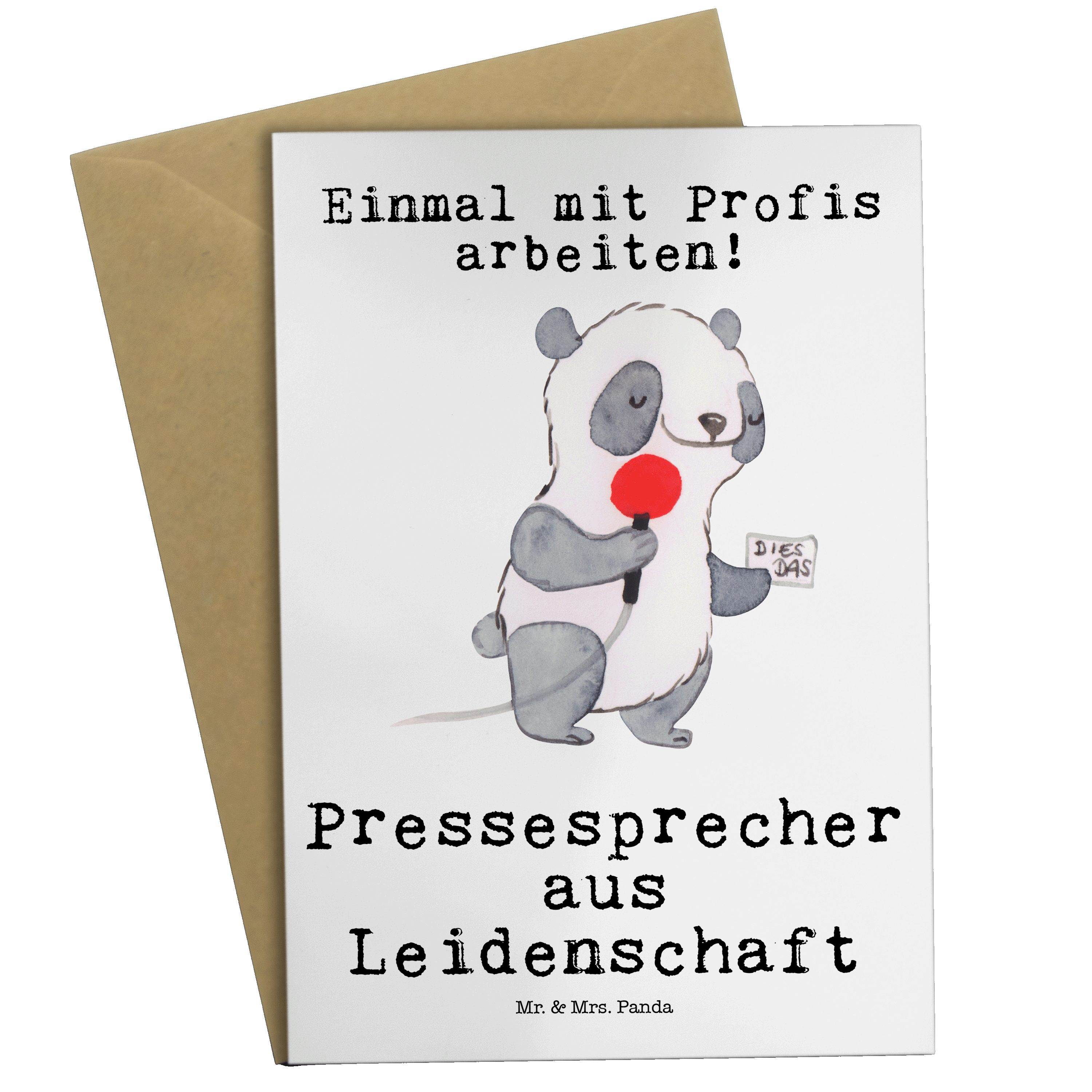 Mr. & Mrs. Panda Grußkarte Pressesprecher aus Leidenschaft - Weiß - Geschenk, Karte, Abschied, E